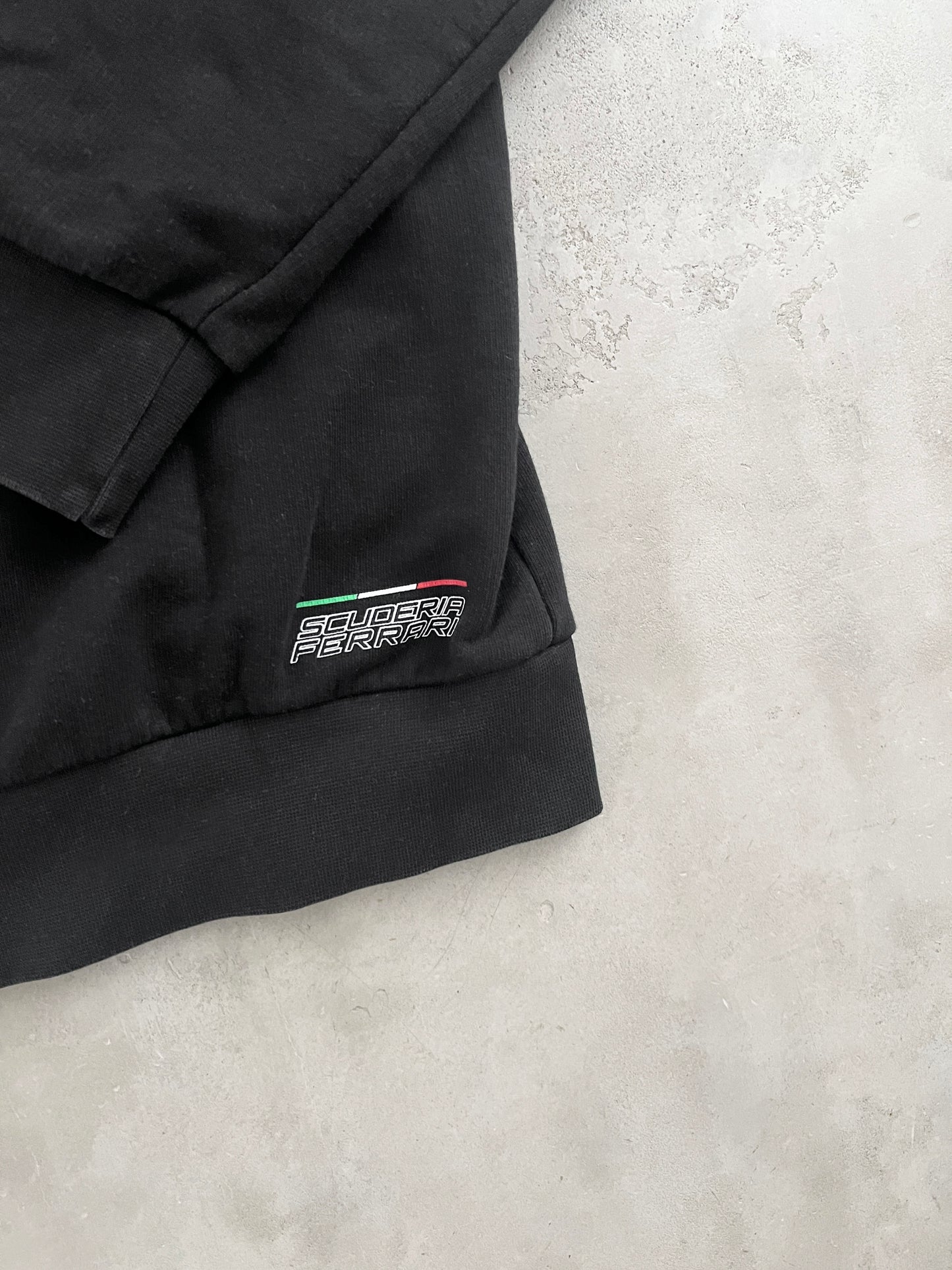 BLACK FERRARI SCUDERIA ZIP UP HOODIE - 2000S - M