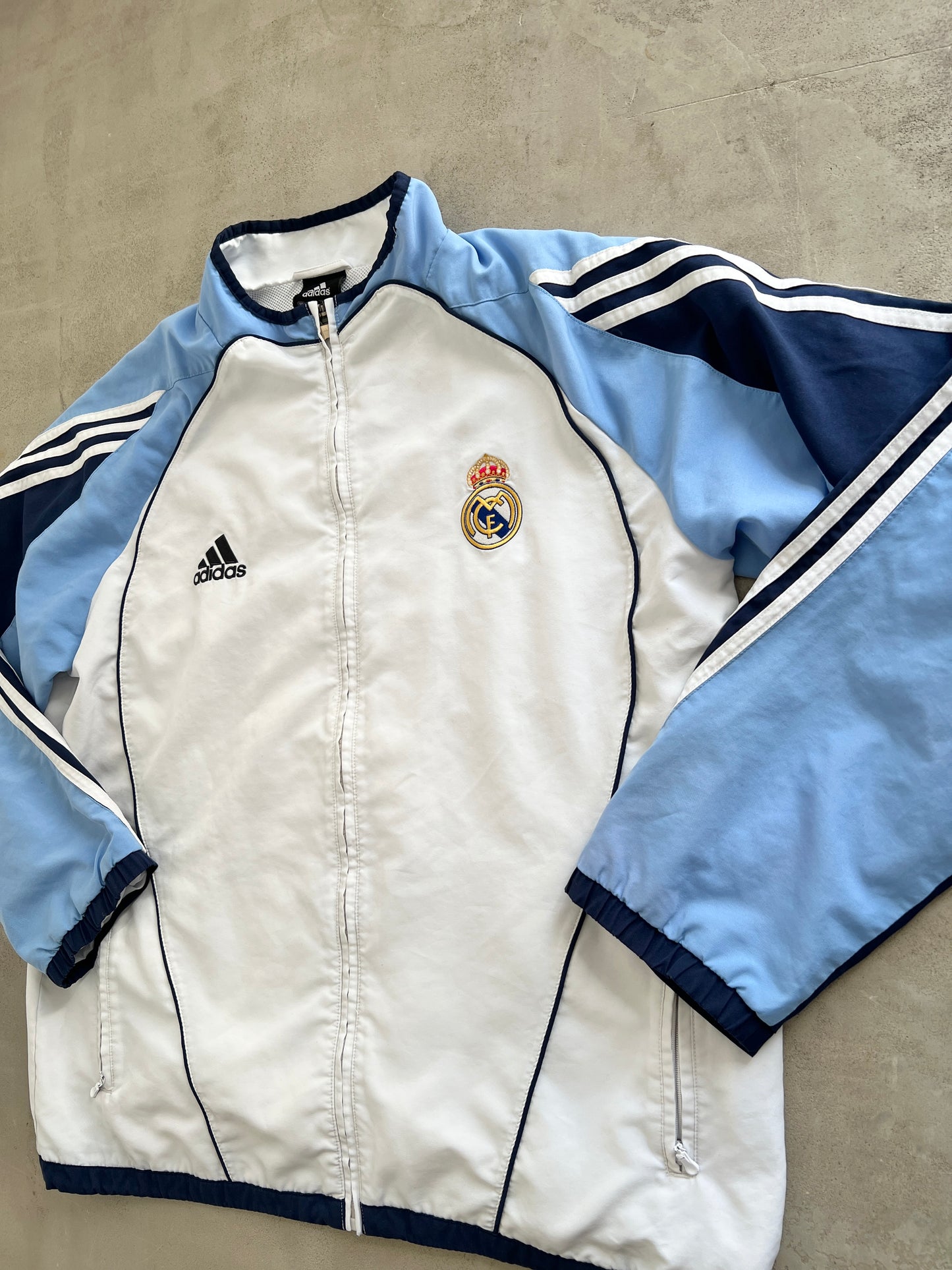WHITE/BABY BLUE REAL MADRID TRACK JACKET - 2000S - L