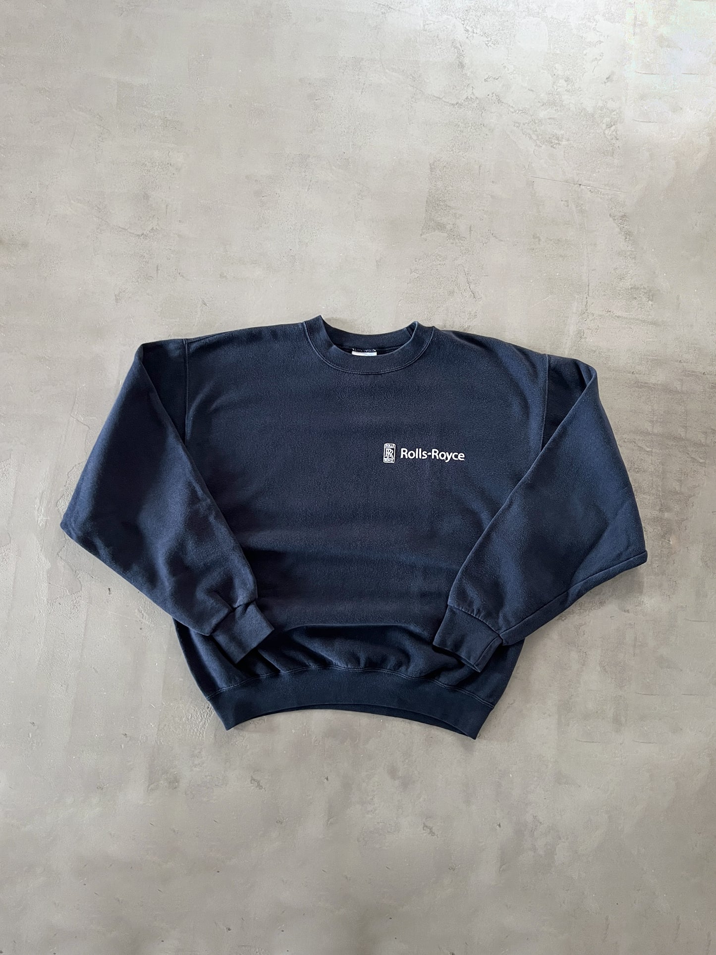 NAVY ROLLS ROYCE SWEATER - 1990S - M