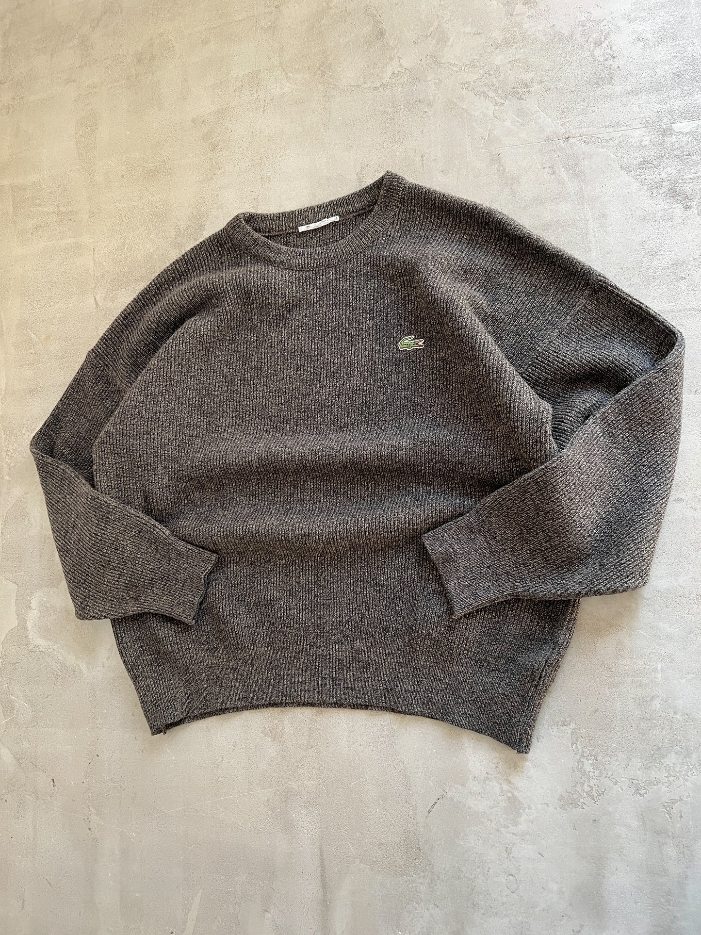 MOCHA LACOSTE KNIT SWEATER - 2000S - M