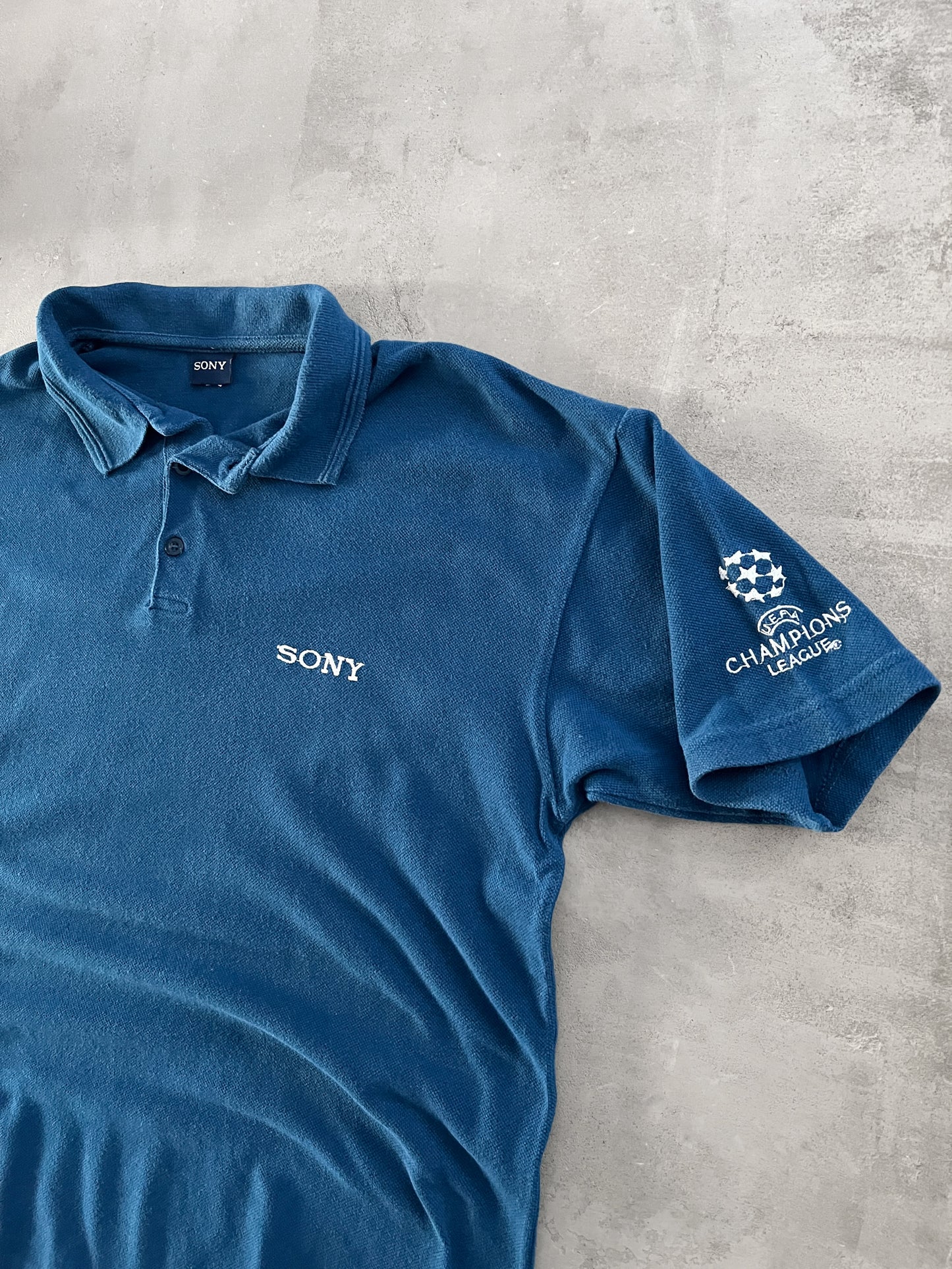 BLUE SONY X CHAMPIONS LEAGUE POLO - 2000S - M
