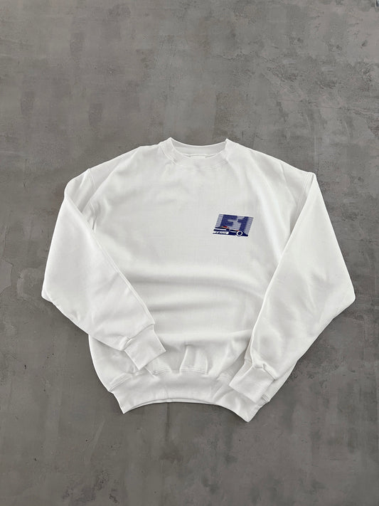 WHITE FORMULA 1 SWEATER - 1990S - L