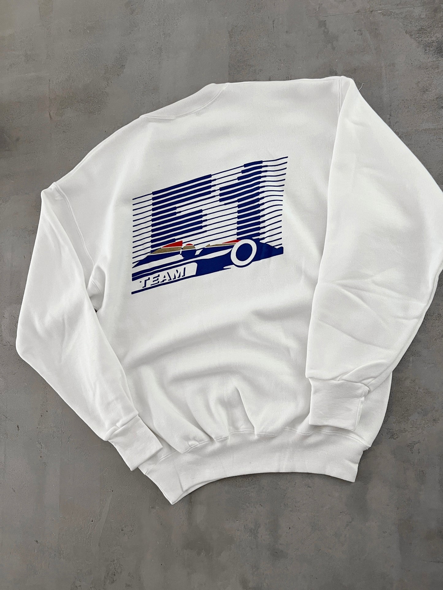 WHITE FORMULA 1 SWEATER - 1990S - L