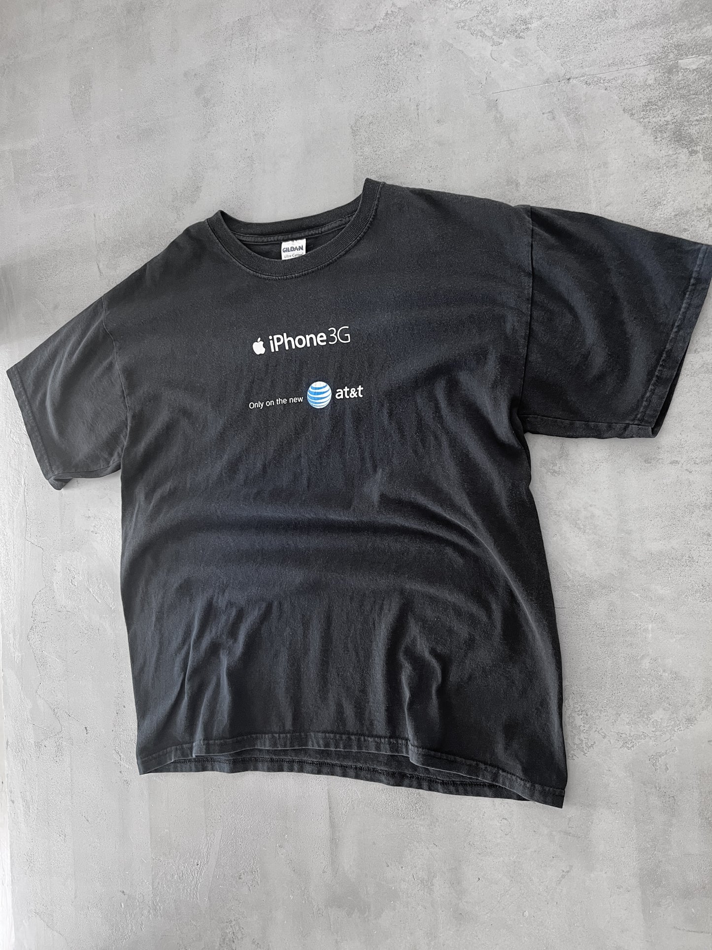 FADED BLACK APPLE IPHONE TEE - 2000S - L