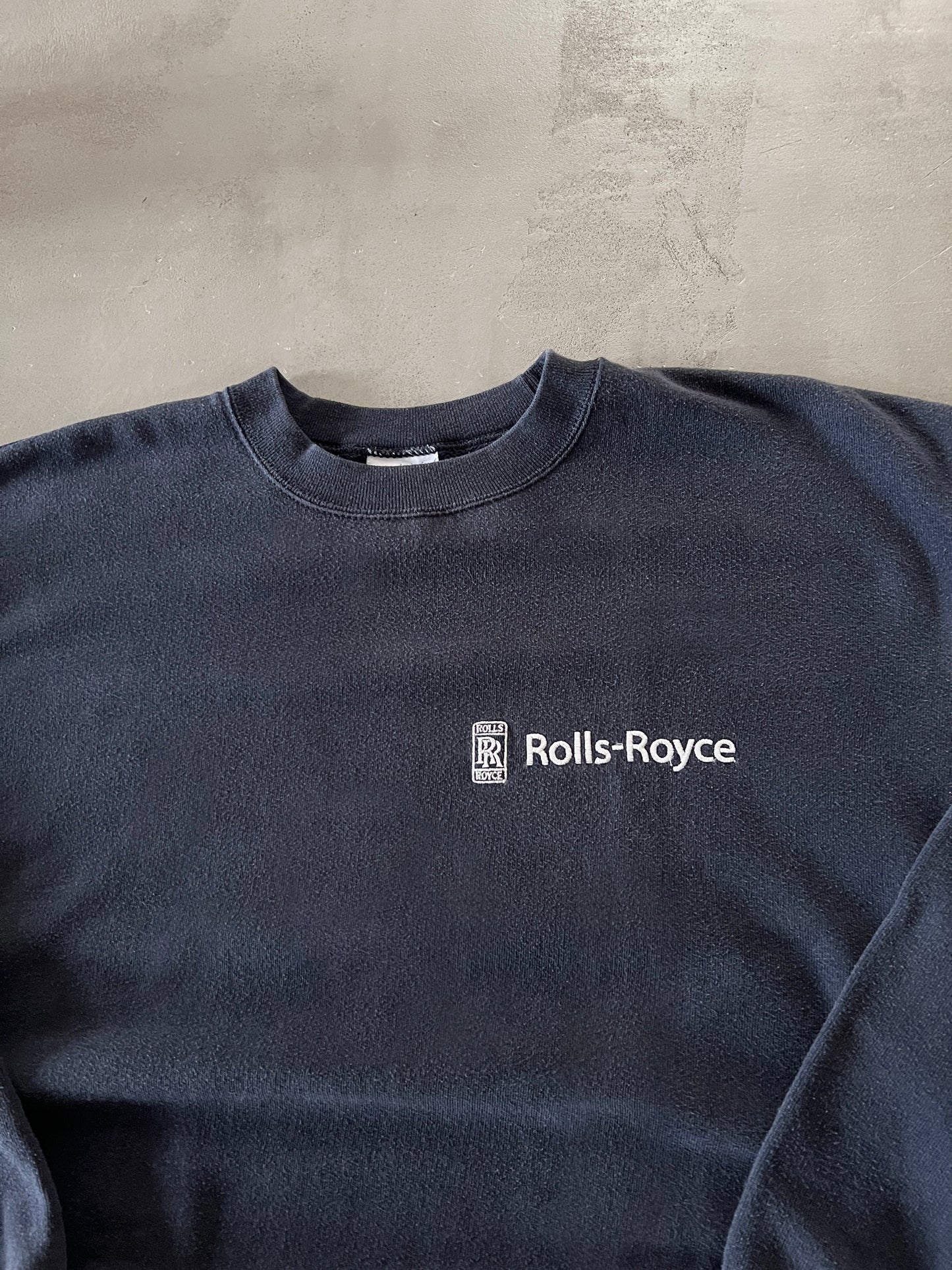 NAVY ROLLS ROYCE SWEATER - 1990S - M