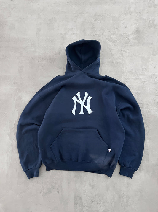 NAVY YANKEES RUSSELL HOODIE - 1990S - XL