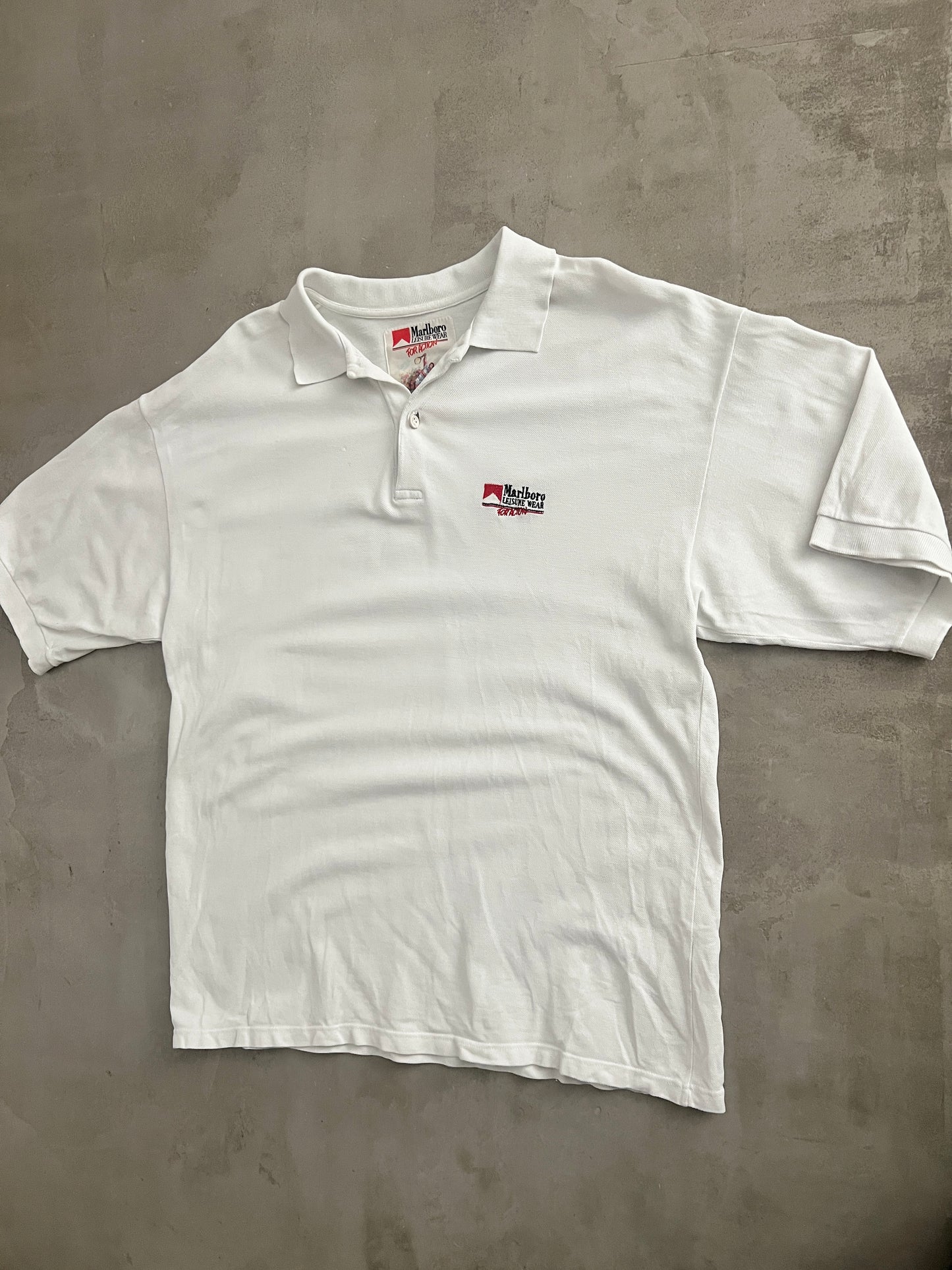 WHITE MARLBORO POLO - 1990S - L/XL