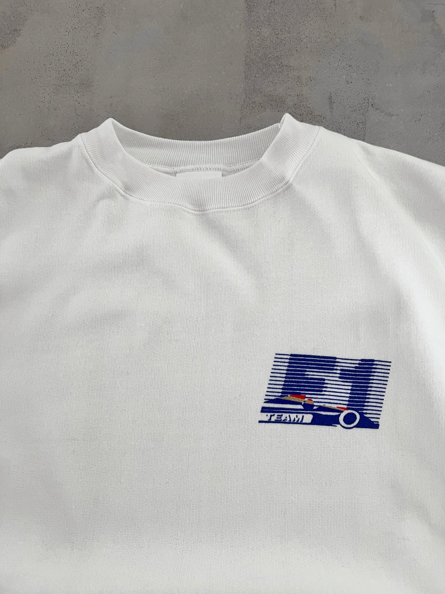 WHITE FORMULA 1 SWEATER - 1990S - L