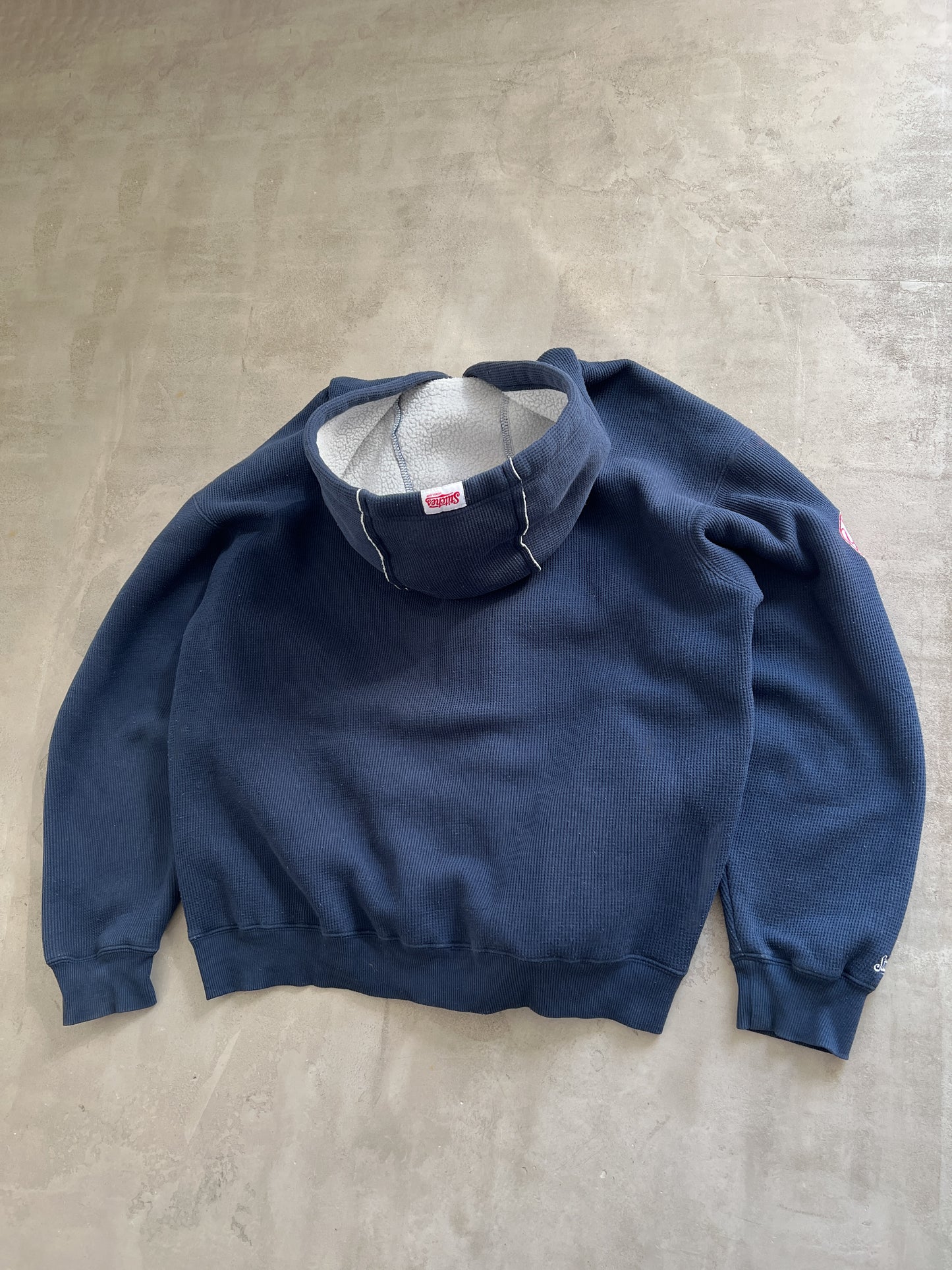 NAVY YANKEES ZIP UP HOODIE - 1990S - L