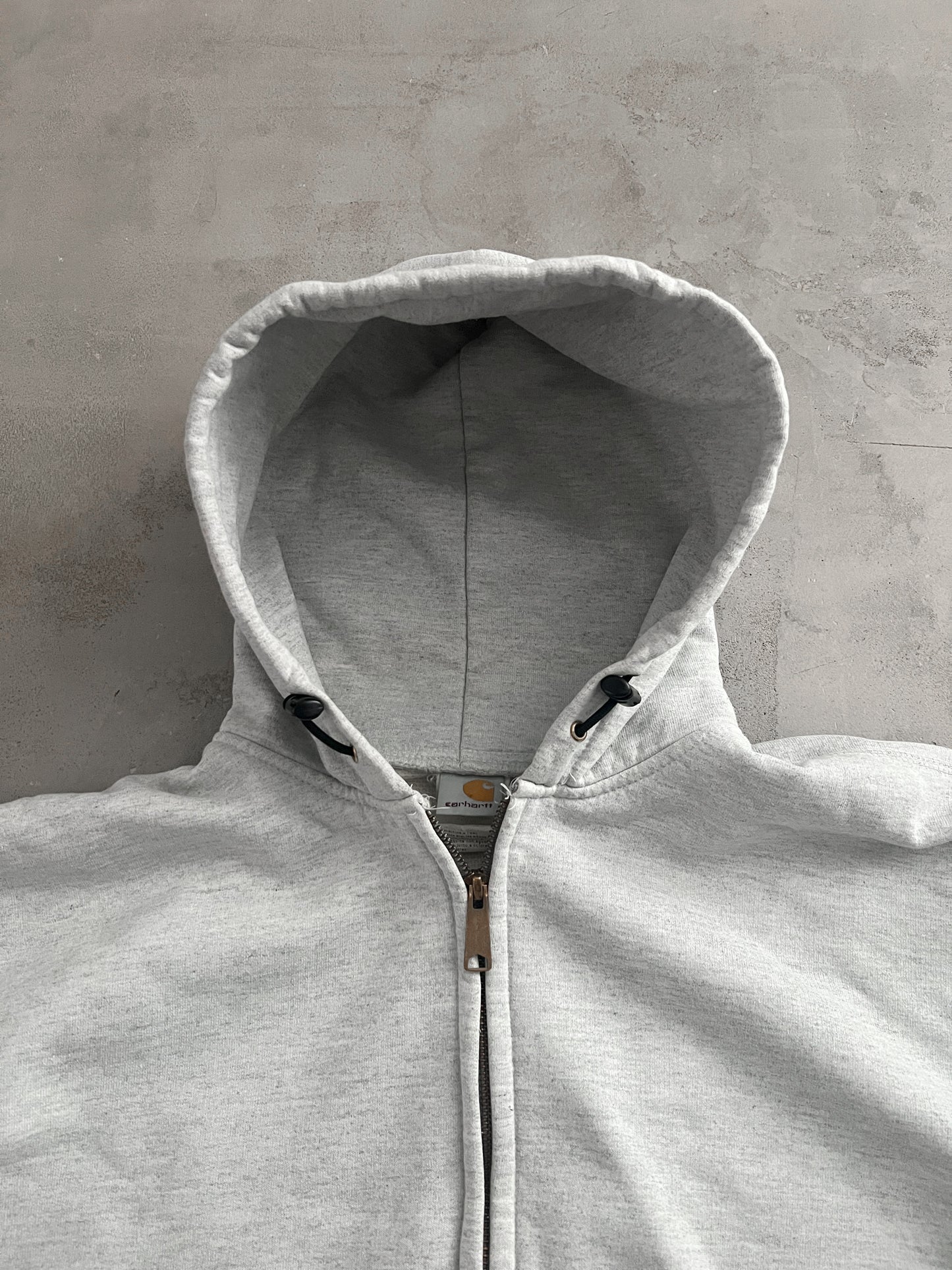 GREY CARHARTT ZIP UP HOODIE - 1990S - L/XL