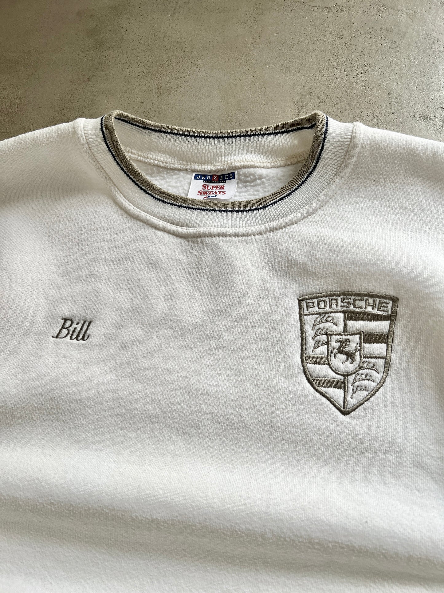 WHITE/CREME PORSCHE STAFF SWEATER - 1990S - S