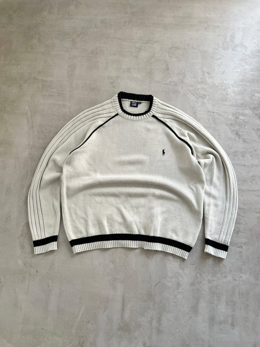 BEIGE/BLACK RALPH LAUREN KNIT SWEATER - 2000S - L