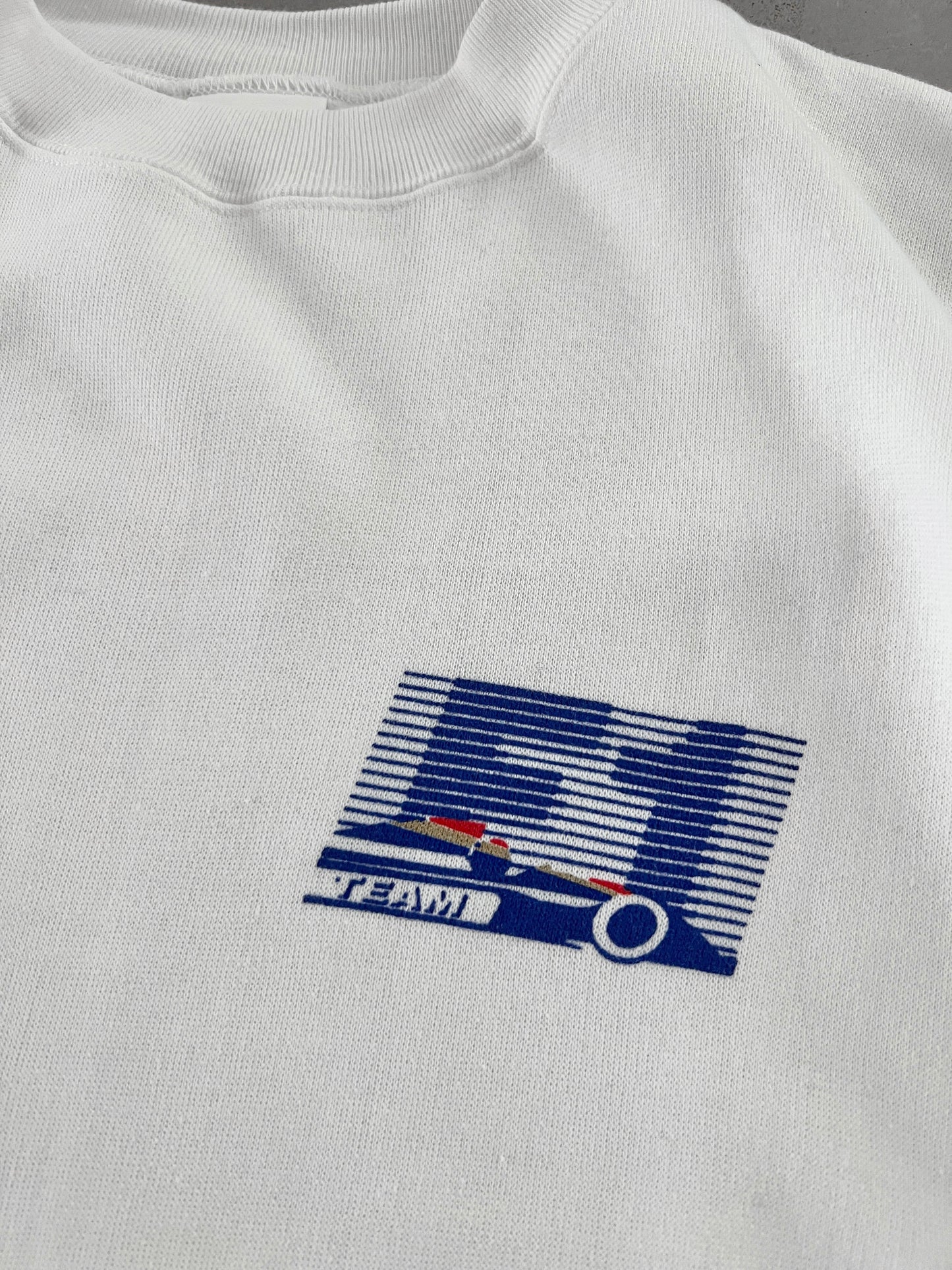 WHITE FORMULA 1 SWEATER - 1990S - L