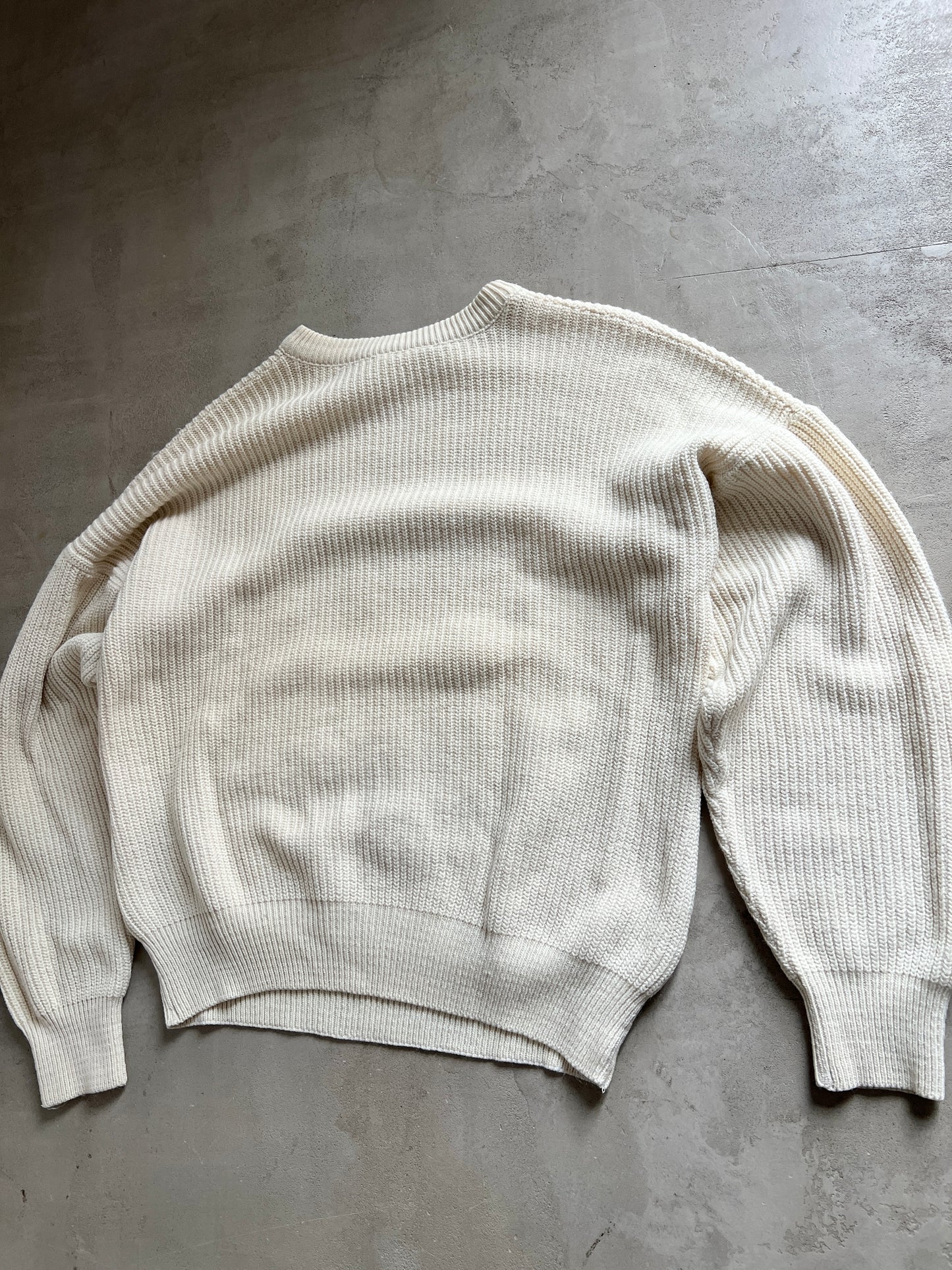 CREME LACOSTE KNIT SWEATER - 1990S - M/L