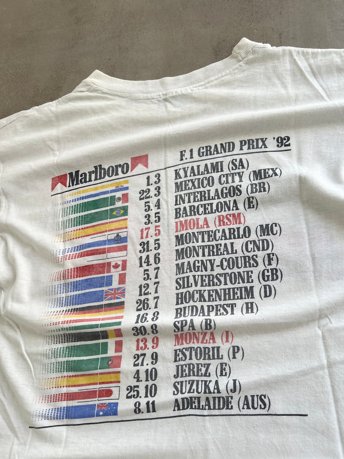 WHITE MARLBORO X FERRARI RACING TEE - 1992 - M