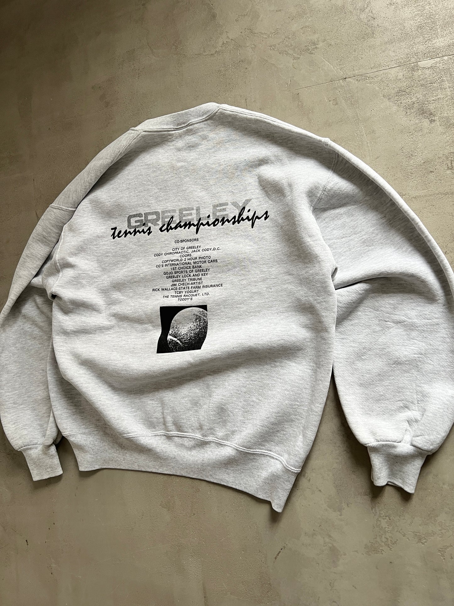 GREY RUSSELL TENNIS SWEATER - 1990S - M/L