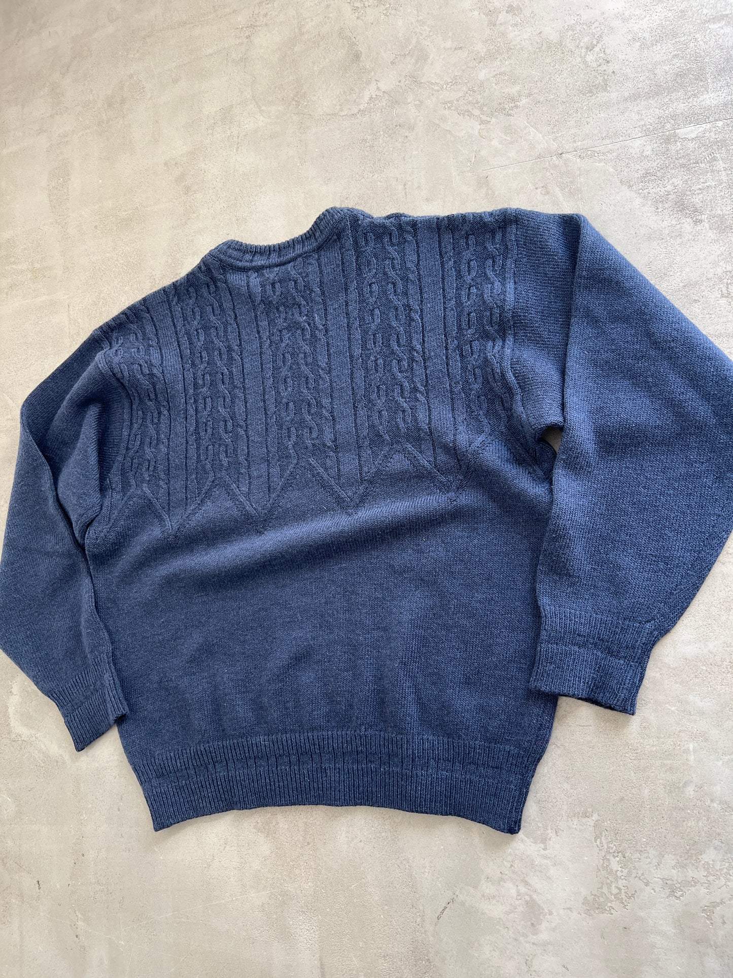 NAVY LACOSTE KNIT SWEATER - 1990S - S