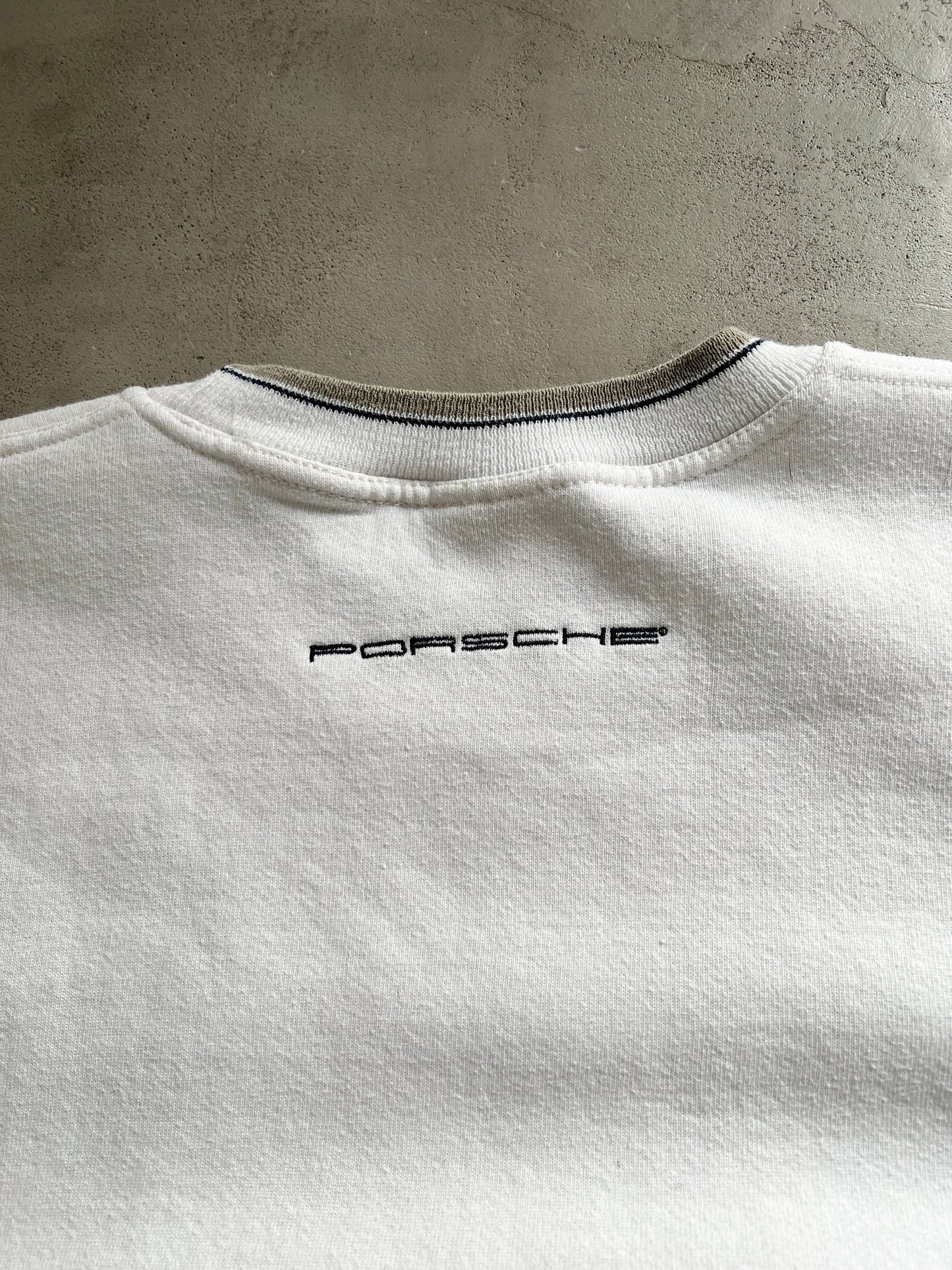 WHITE/CREME PORSCHE STAFF SWEATER - 1990S - S