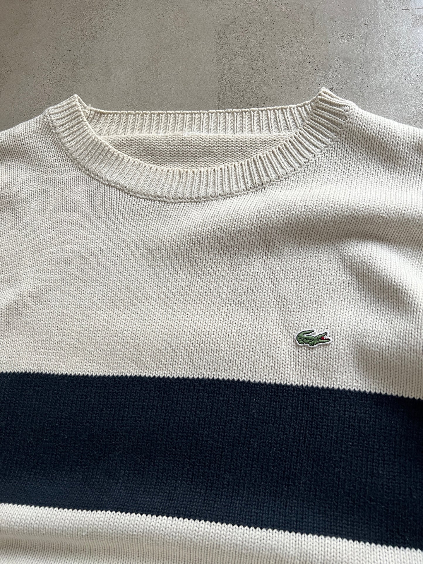 CREME LACOSTE KNIT SWEATER - 2000S - M