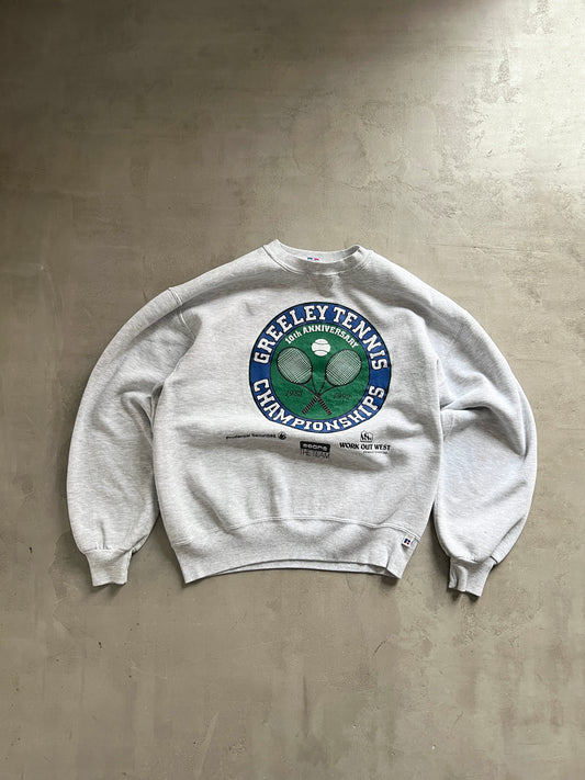 GREY RUSSELL TENNIS SWEATER - 1990S - M/L