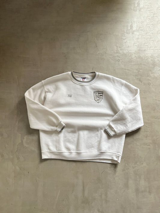 WHITE/CREME PORSCHE STAFF SWEATER - 1990S - S