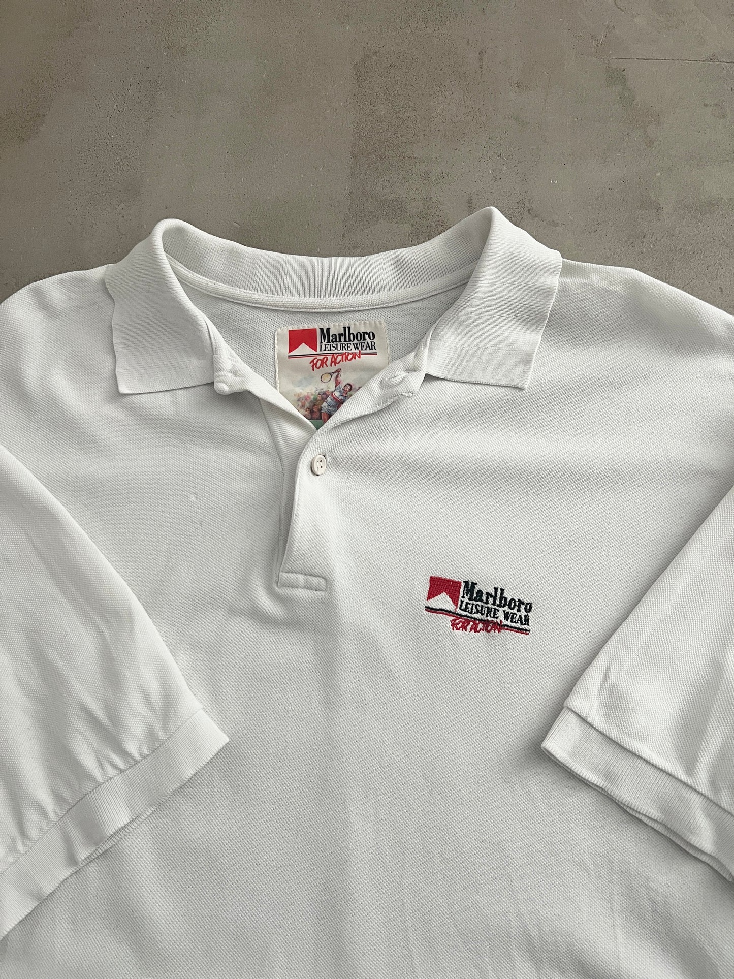 WHITE MARLBORO POLO - 1990S - L/XL