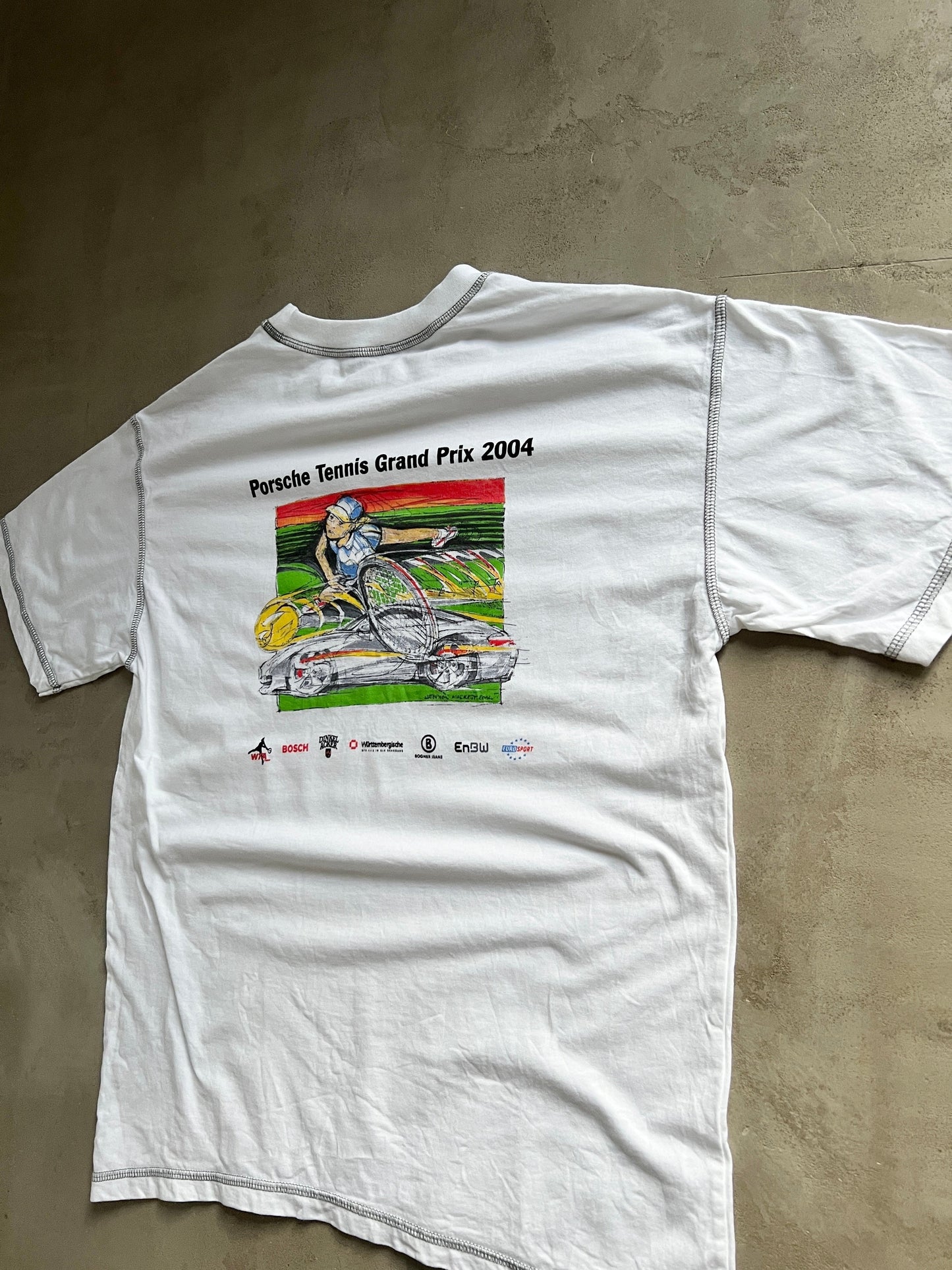 WHITE PORSCHE TEE - 2000S - S/M