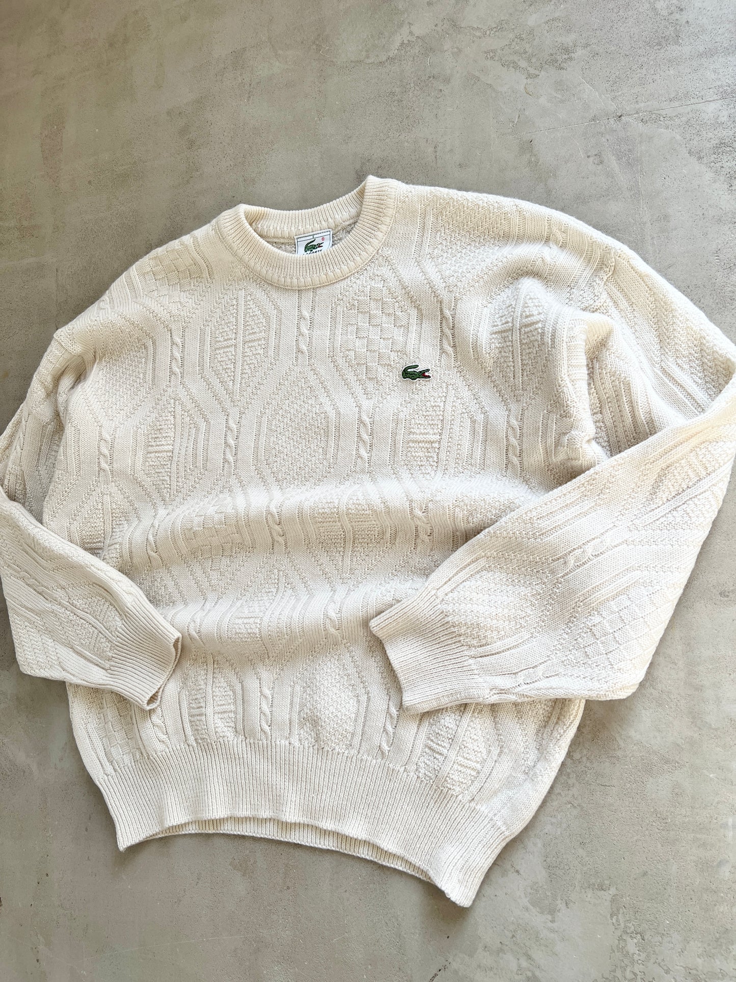 CREME LACOSTE KNIT SWEATER - 2000S - M/L