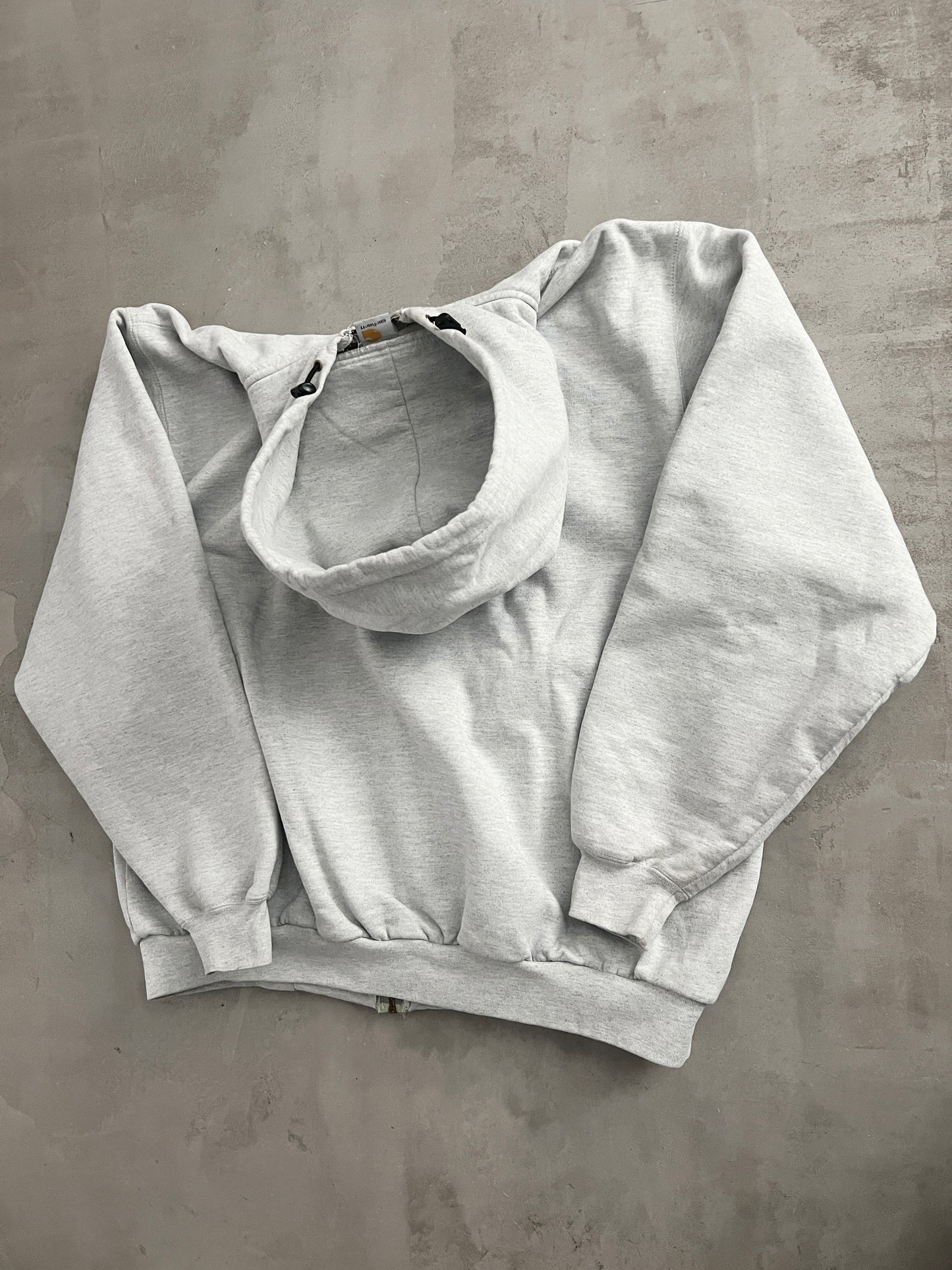 GREY CARHARTT ZIP UP HOODIE - 1990S - L/XL
