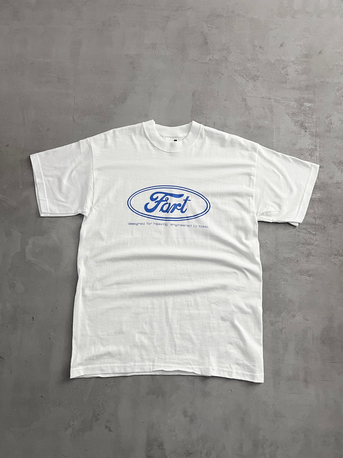 WHITE FART PARODY FORD TEE - 2000S - XL