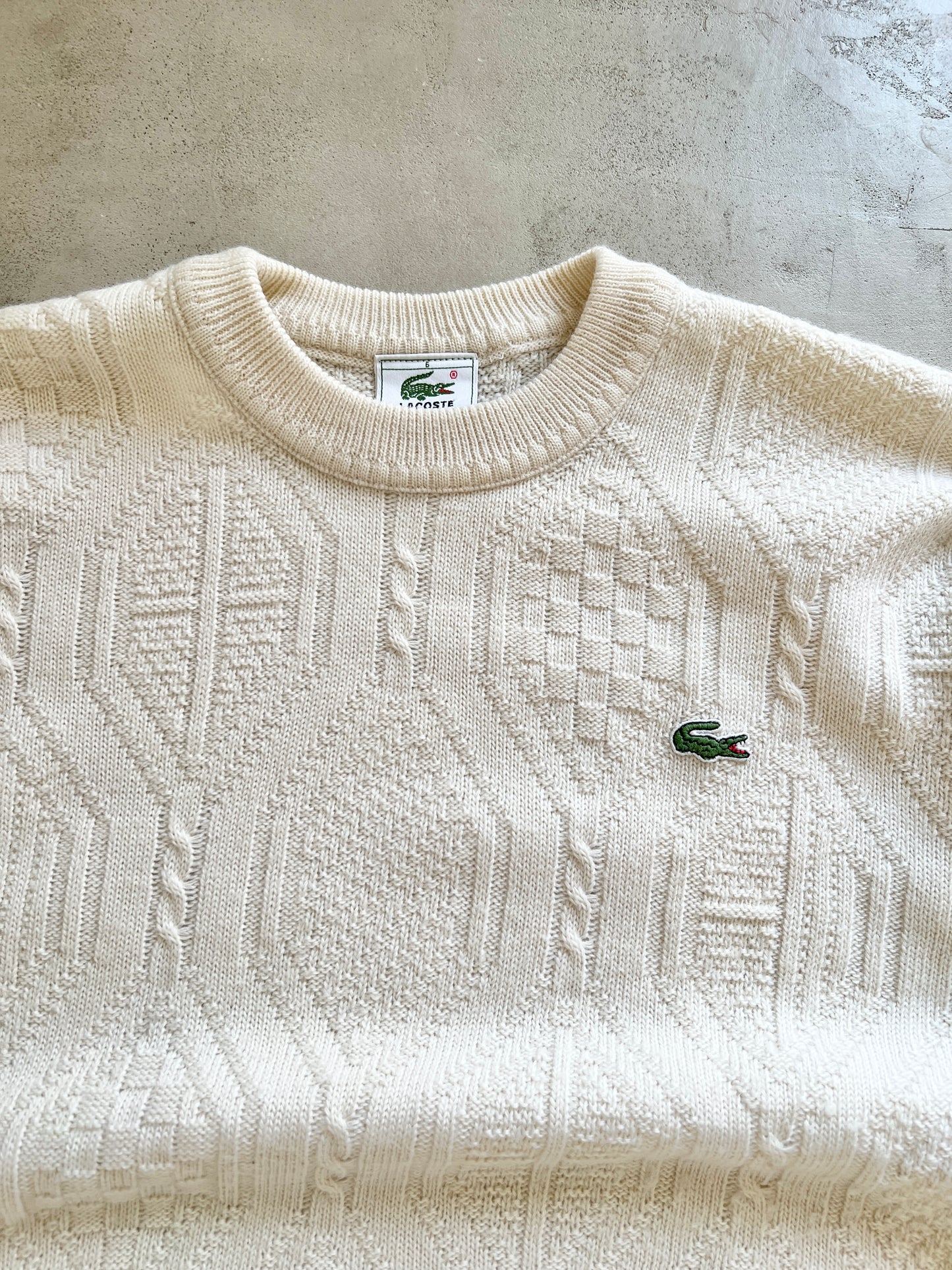 CREME LACOSTE KNIT SWEATER - 2000S - M/L