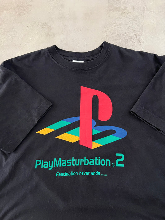 BLACK PLAYSTATION 2 PARODY TEE - 2000S - S/M