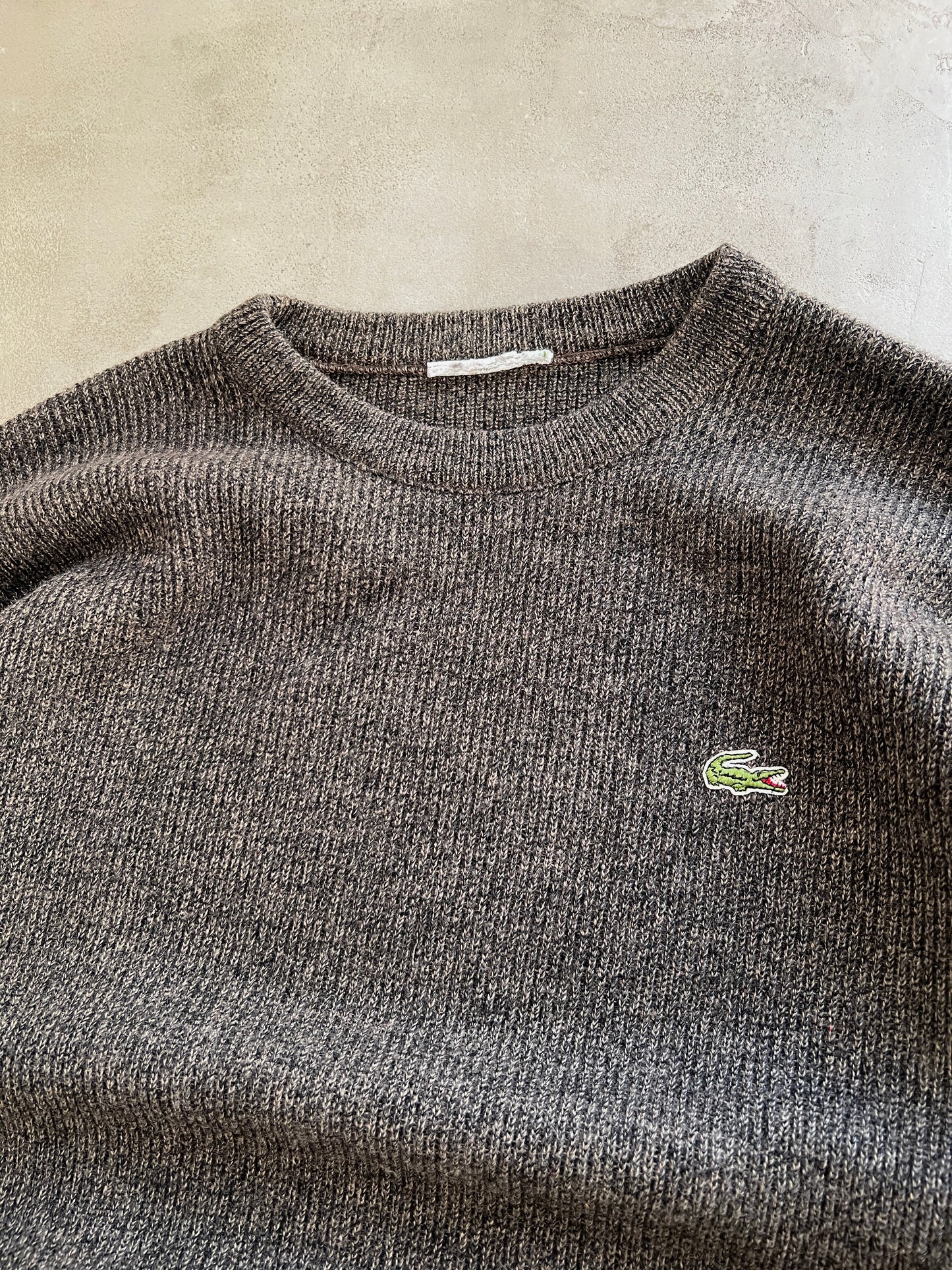 MOCHA LACOSTE KNIT SWEATER - 2000S - M