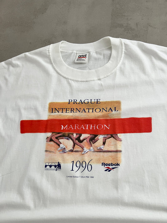 WHITE REEBOK PRAGUE MARATHON TEE - 1996 - XXL
