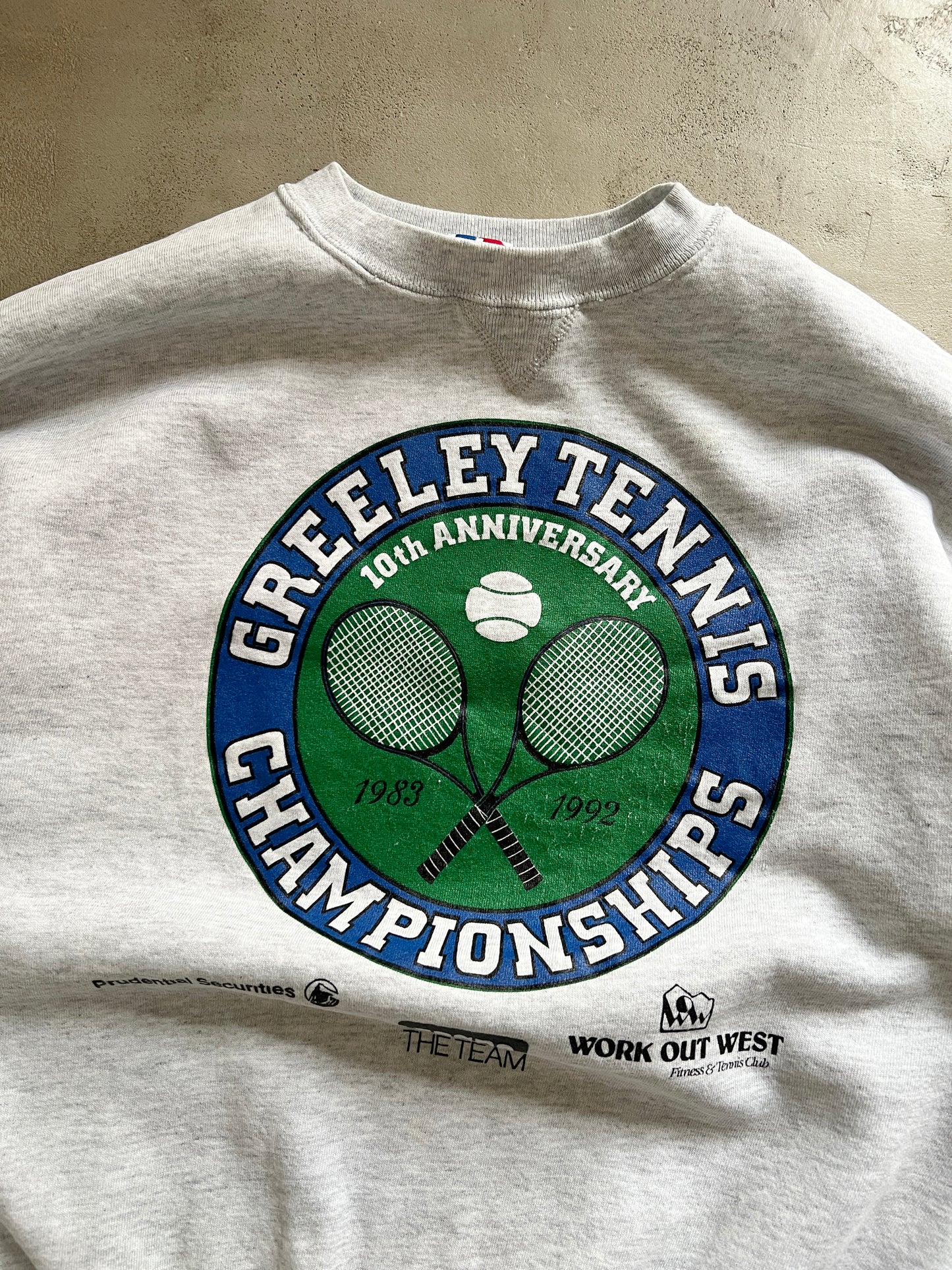 GREY RUSSELL TENNIS SWEATER - 1990S - M/L