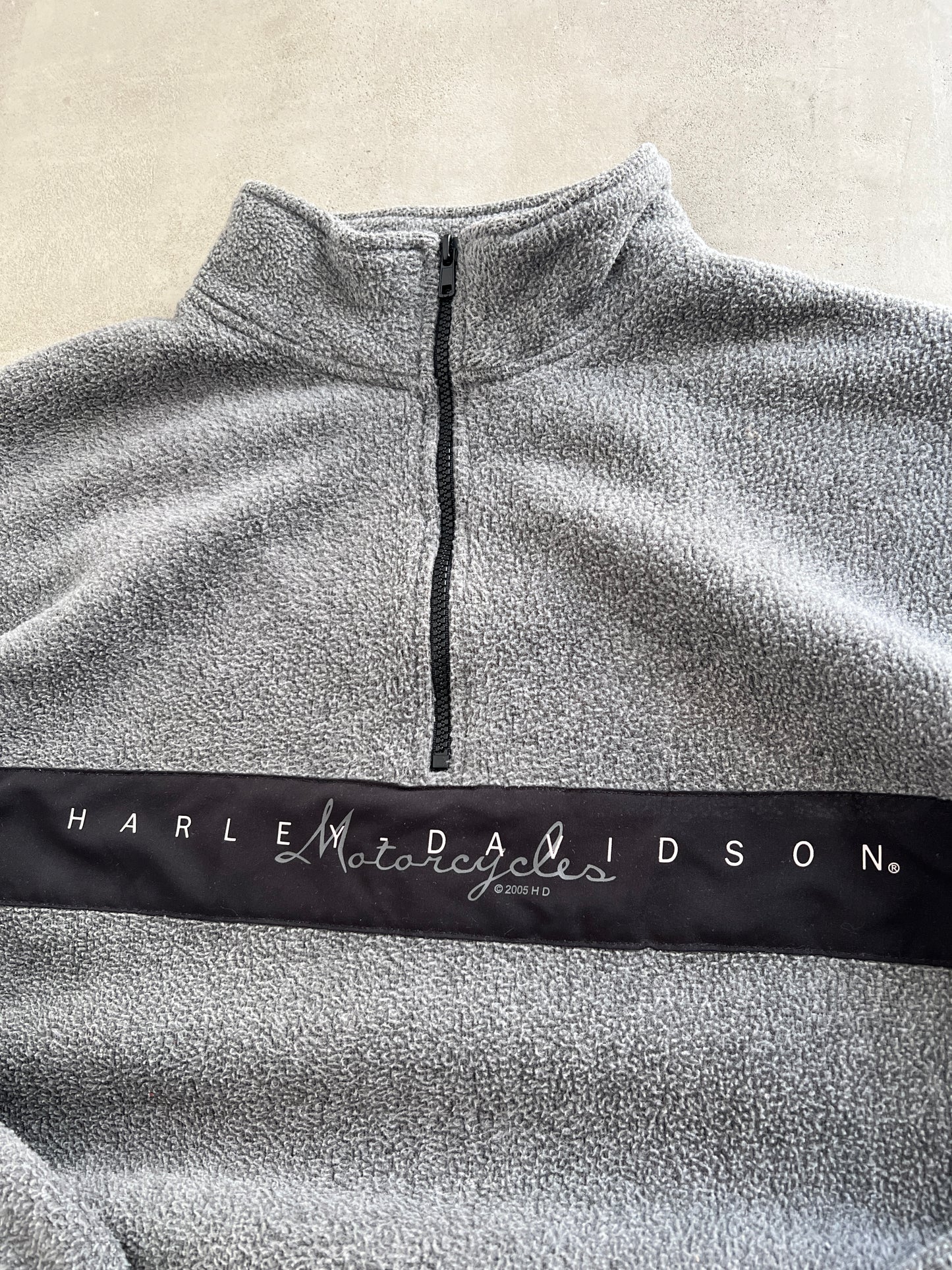 GREY HARLEY DAVIDSON FLEECE HALF ZIP - 2000S - L