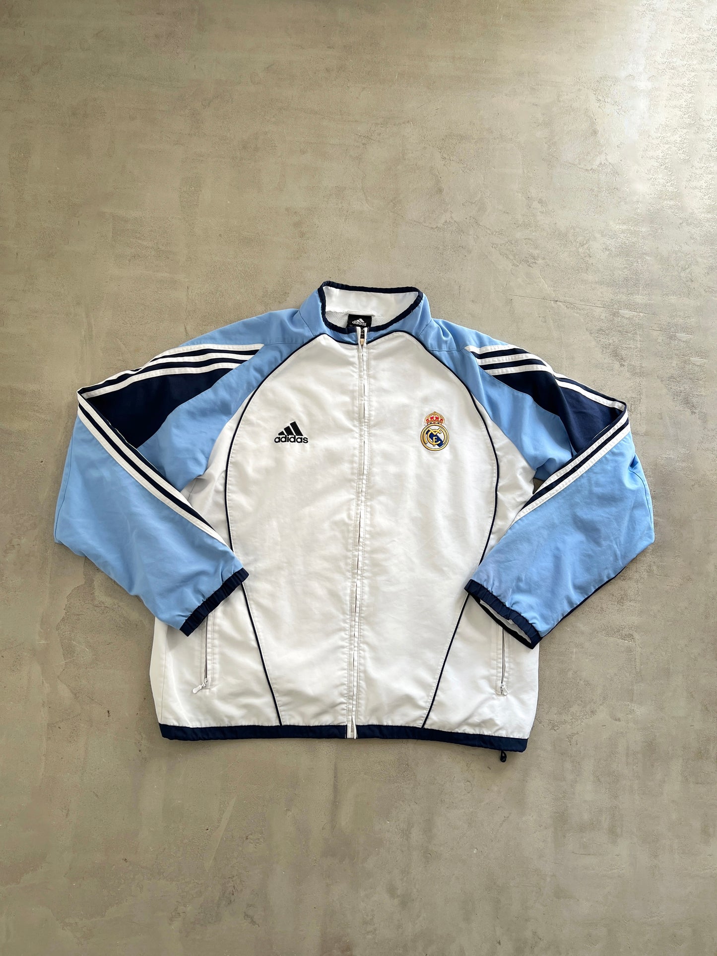 WHITE/BABY BLUE REAL MADRID TRACK JACKET - 2000S - L