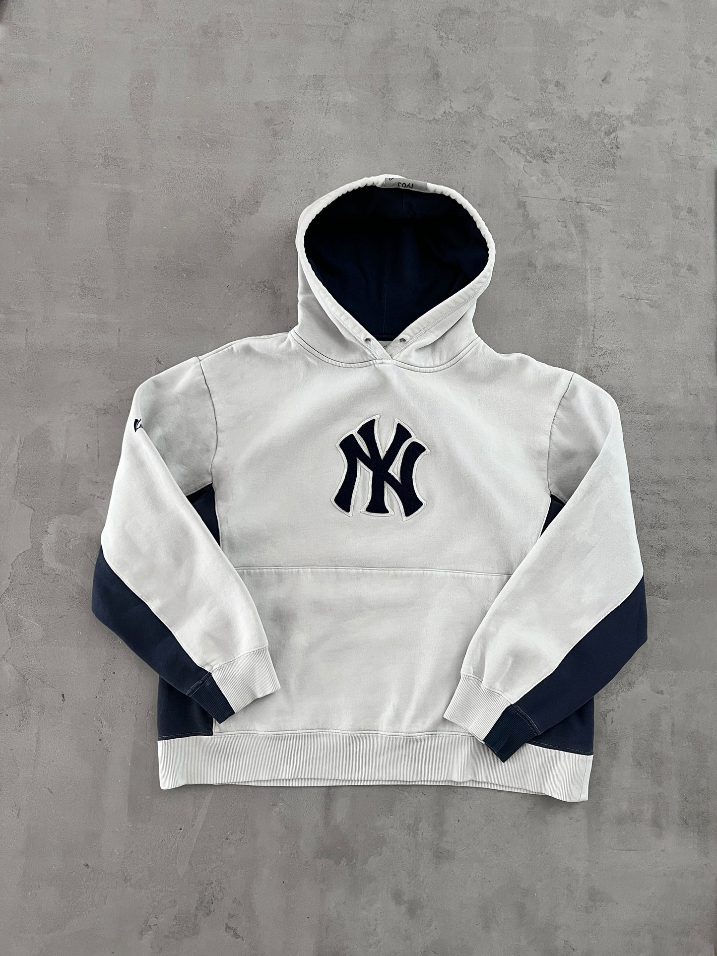 WHITE/NAVY YANKEES HOODIE - 1990S - S