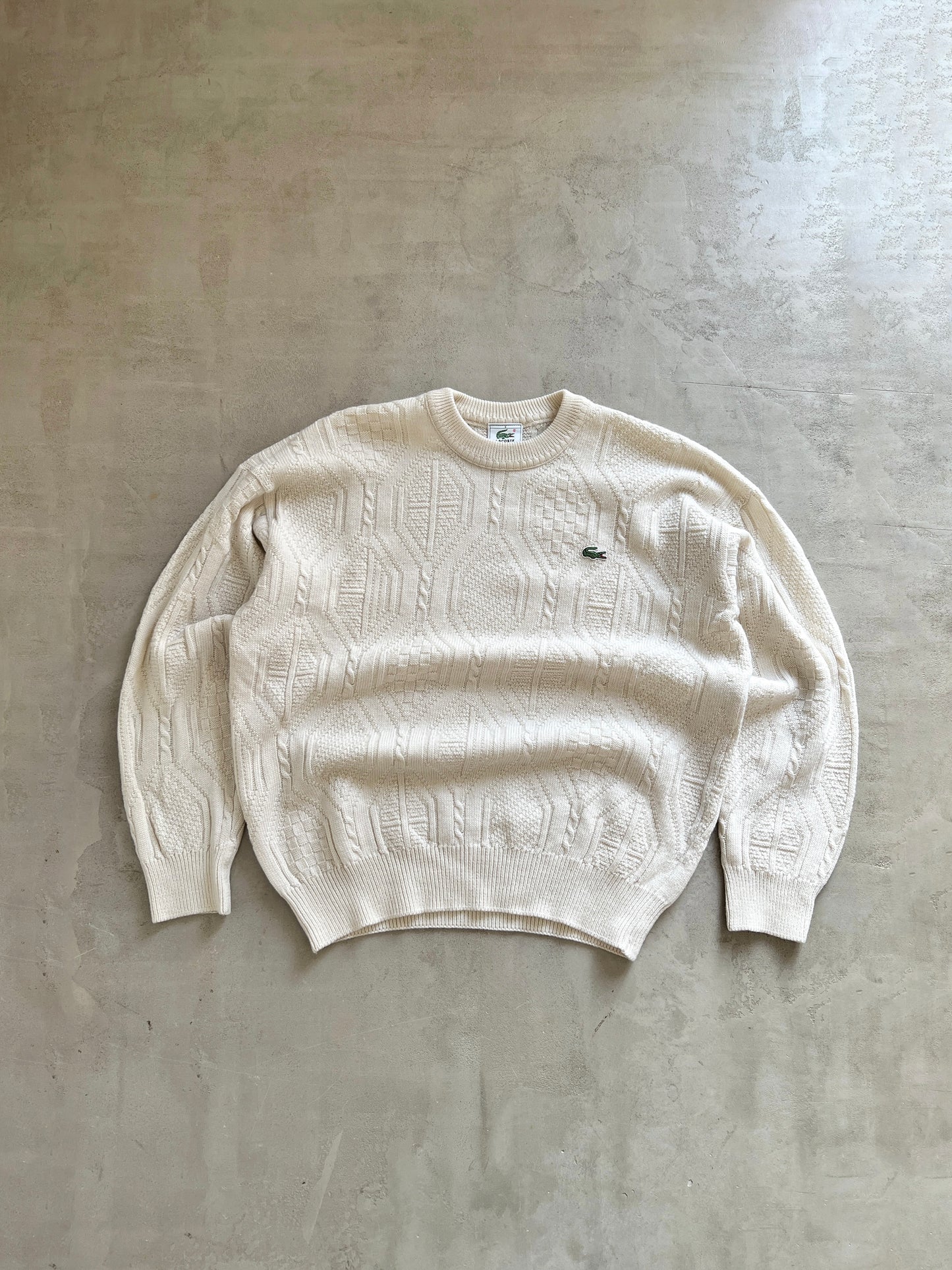 CREME LACOSTE KNIT SWEATER - 2000S - M/L