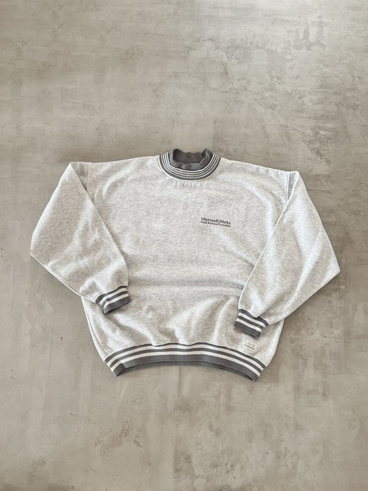GREY MICROSOFT SWEATER - 1990S - L