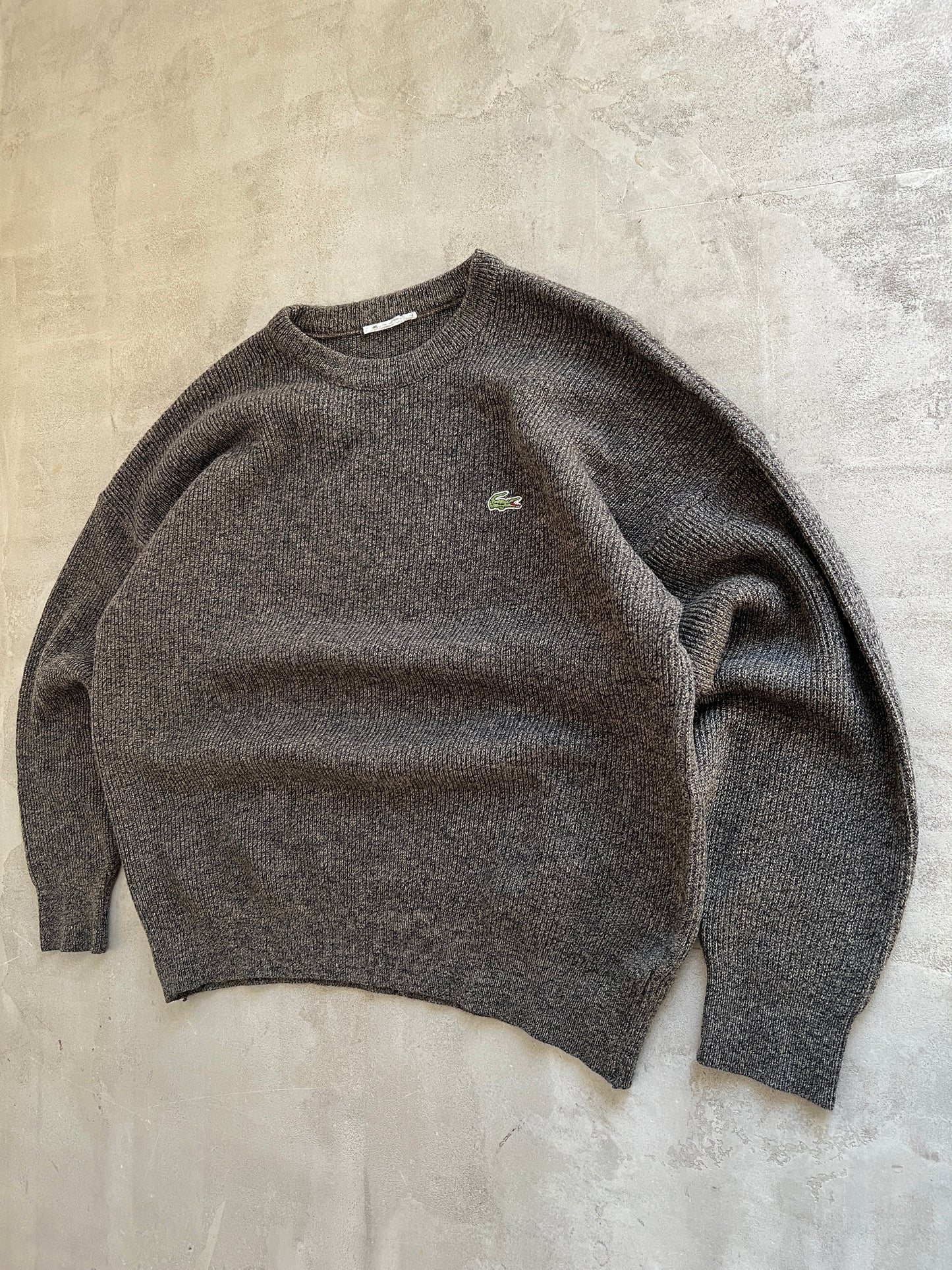 MOCHA LACOSTE KNIT SWEATER - 2000S - M