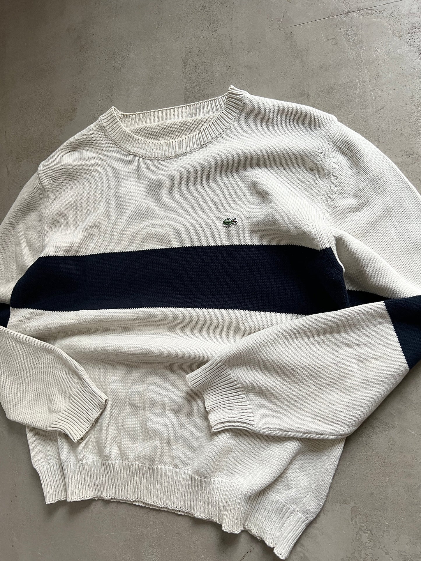 CREME LACOSTE KNIT SWEATER - 2000S - M