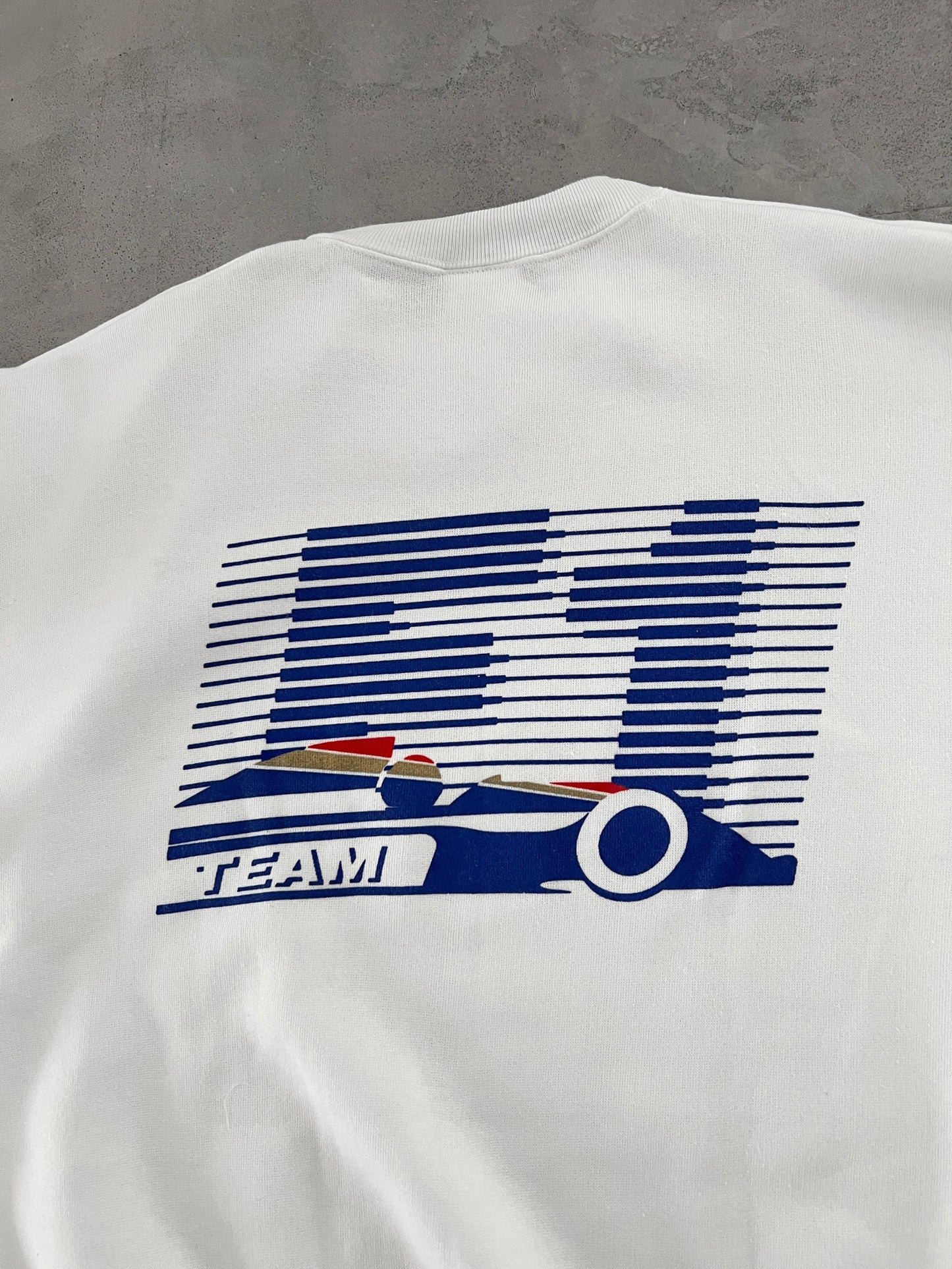 WHITE FORMULA 1 SWEATER - 1990S - L