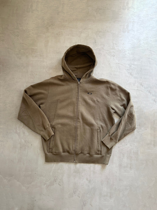 OLIVE OAKLEY ZIP UP HOODIE - 1990S - XL/L