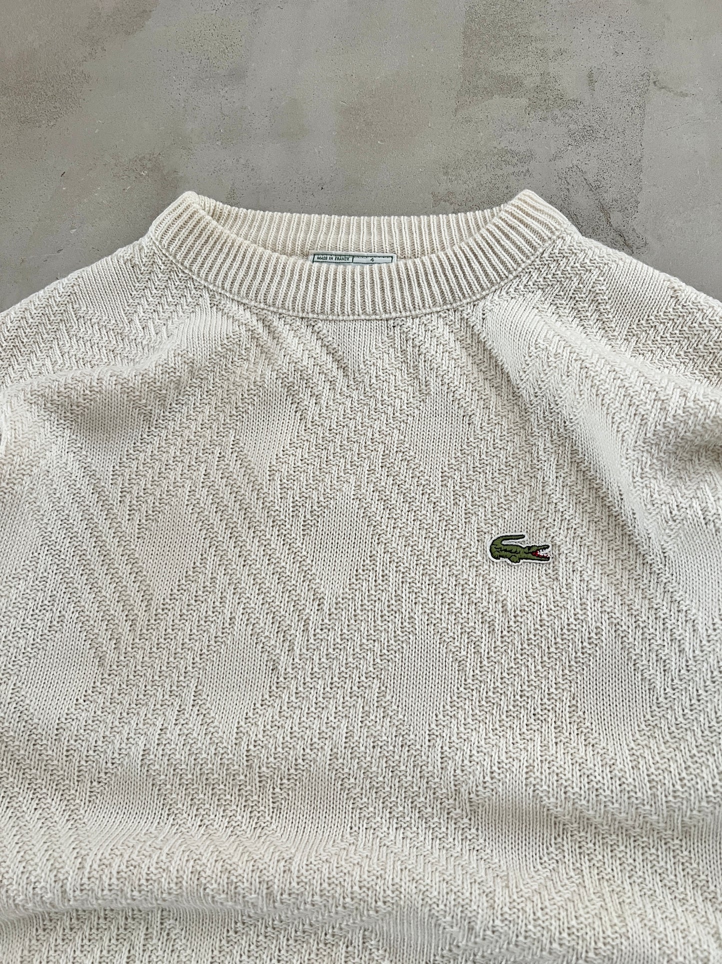 CREME LACOSTE KNIT - 1990S - M
