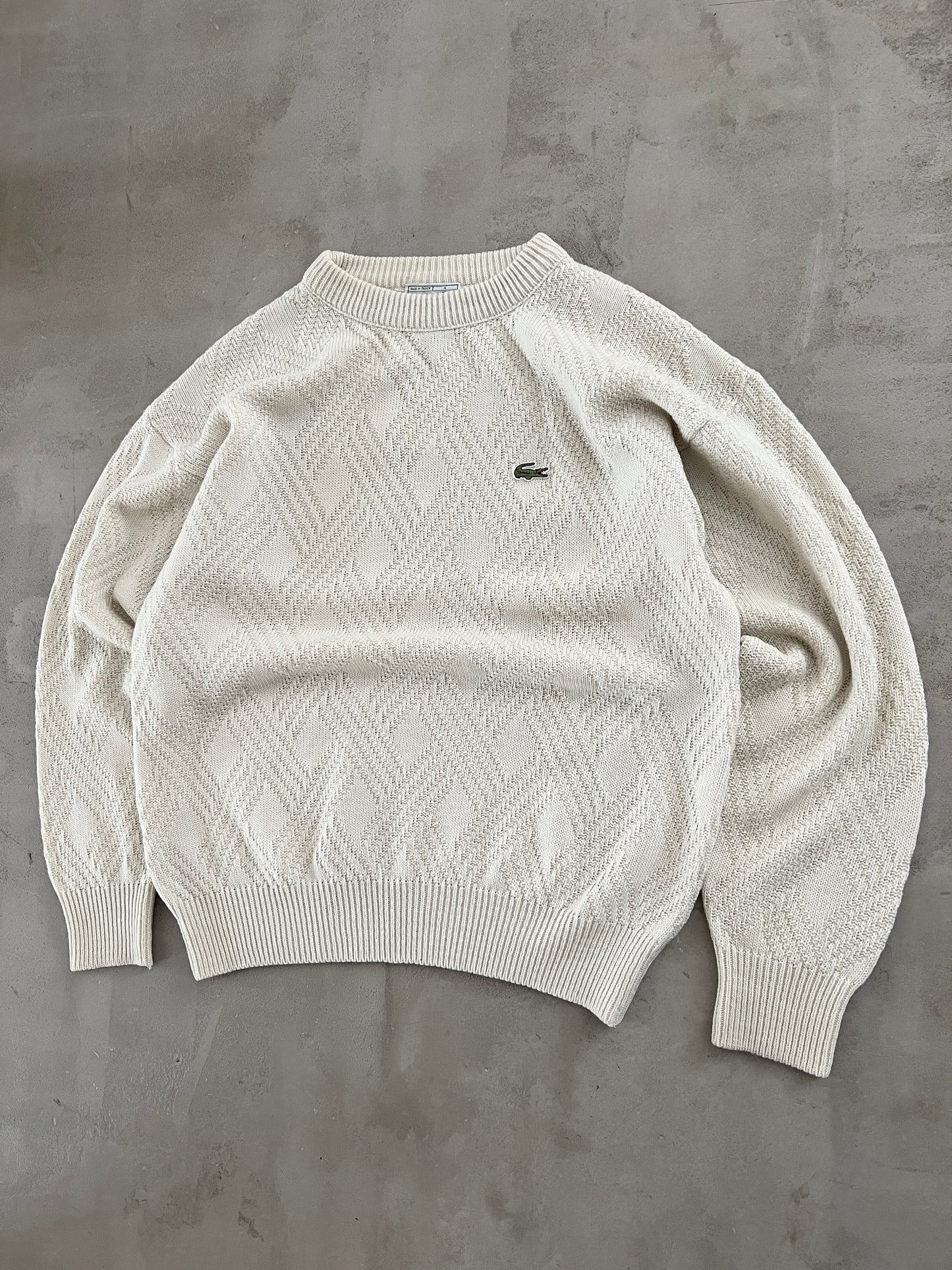 CREME LACOSTE KNIT - 1990S - M