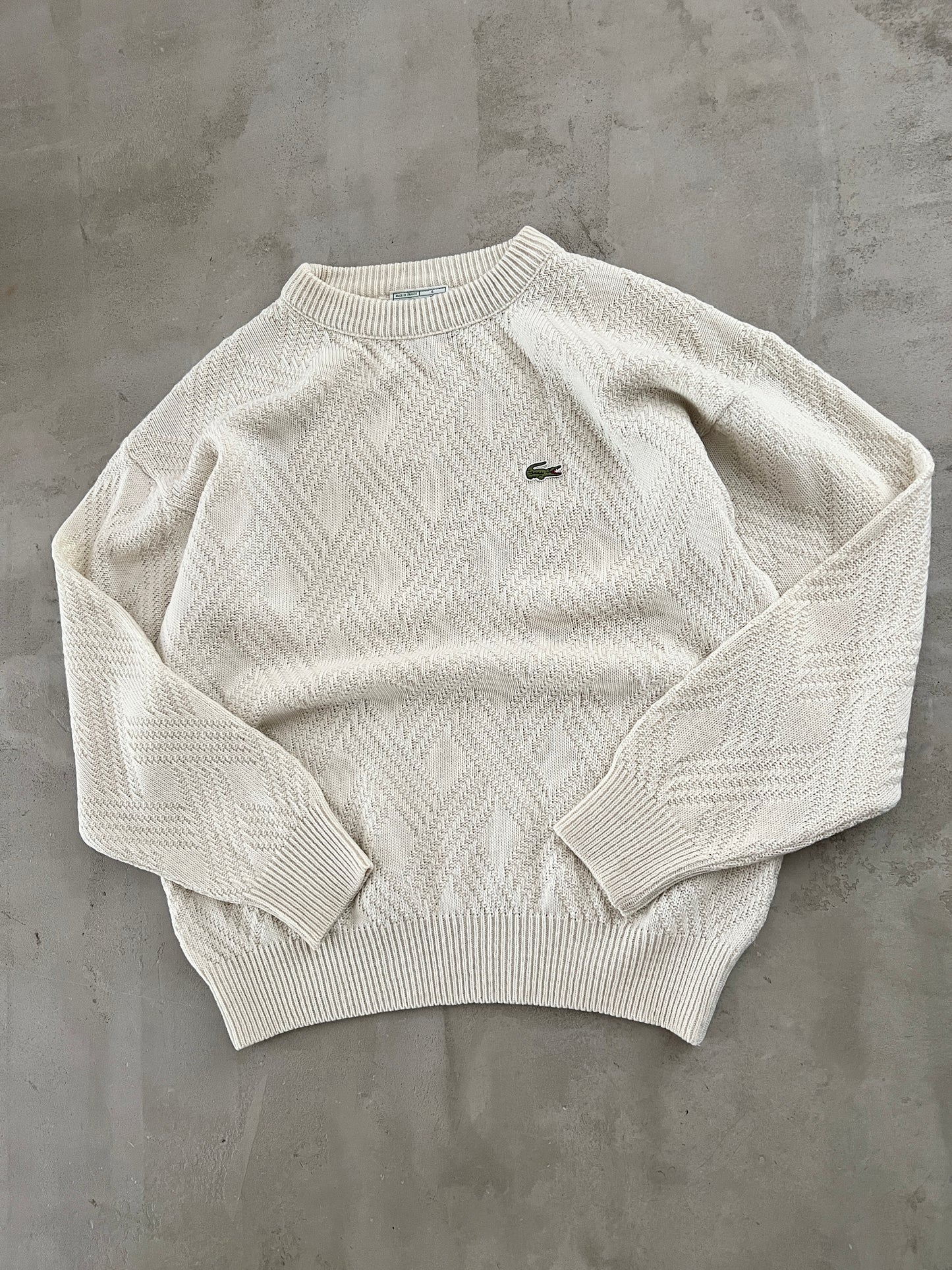 CREME LACOSTE KNIT - 1990S - M