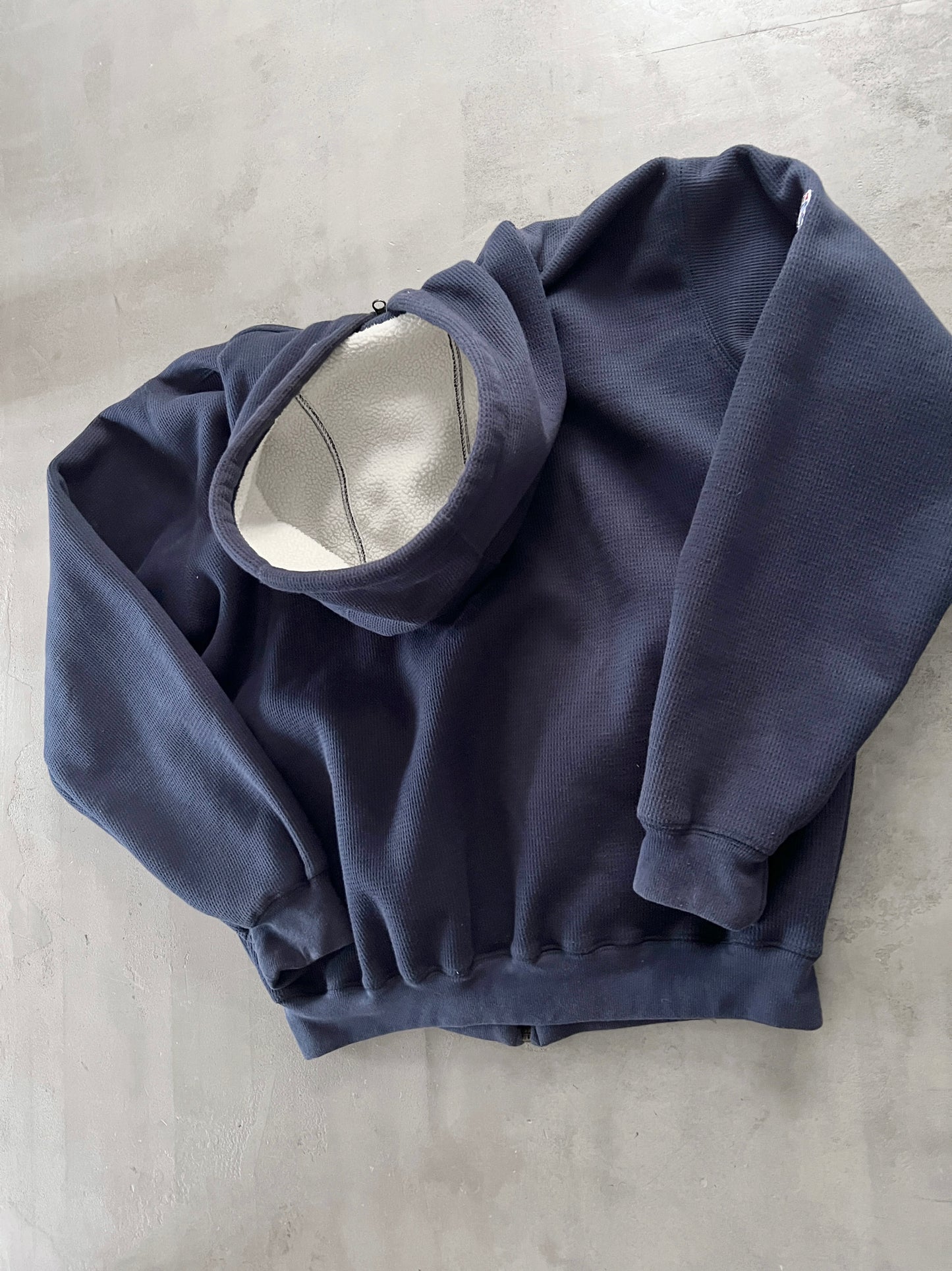 NAVY YANKEES ZIP UP HOODIE - 1990S - L/XL