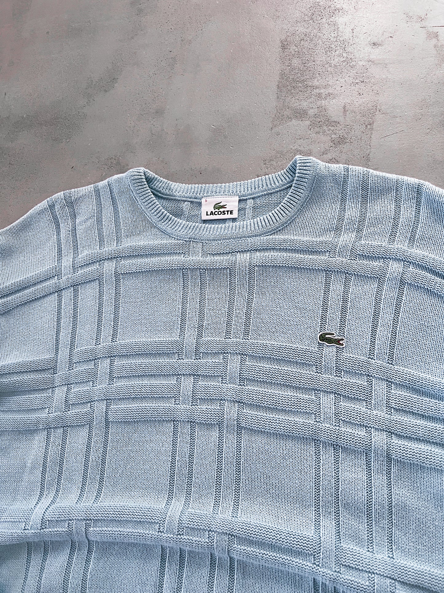 BABY BLUE LACOSTE KNIT SWEATER - 2000S - L