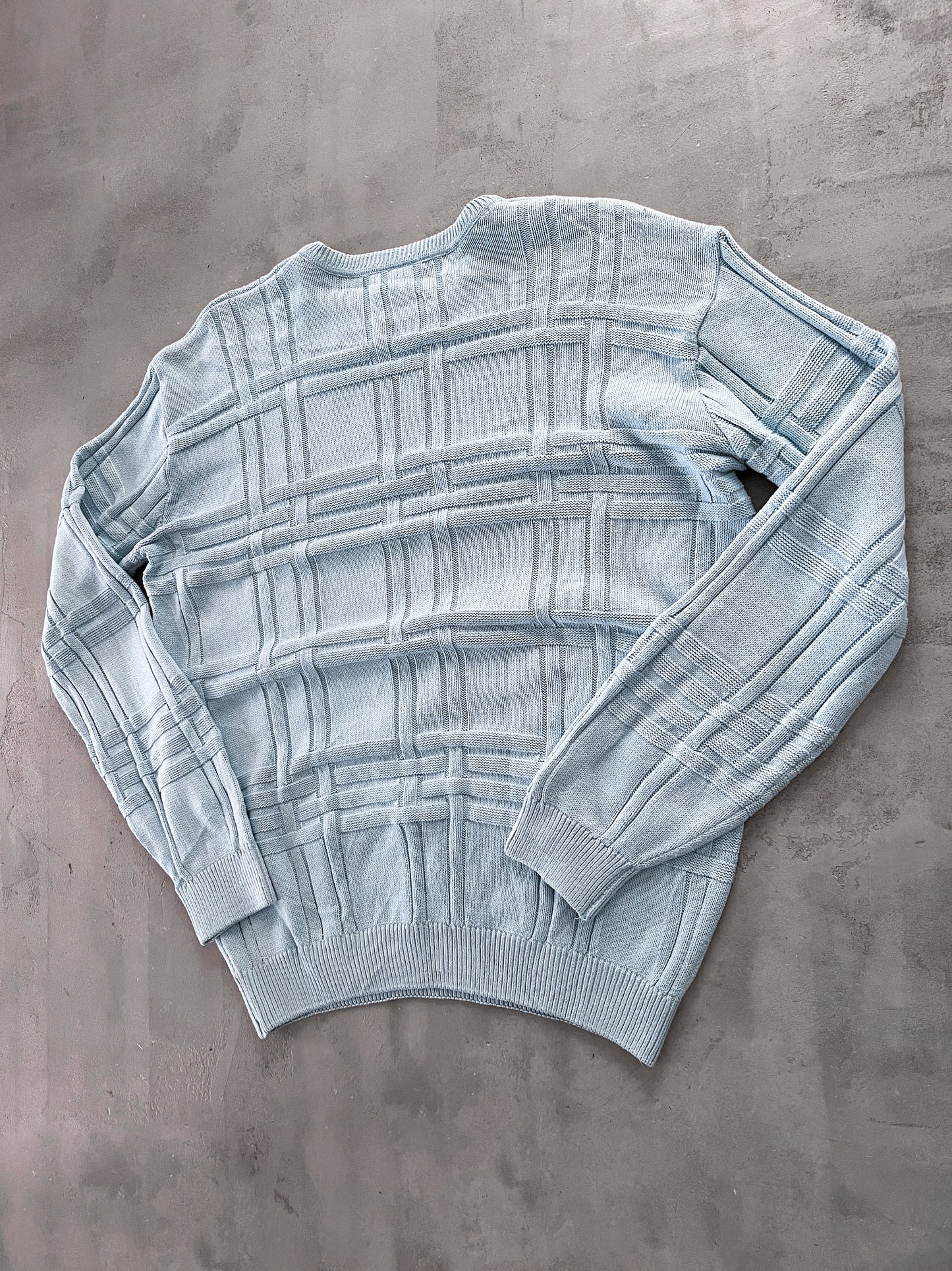 BABY BLUE LACOSTE KNIT SWEATER - 2000S - L